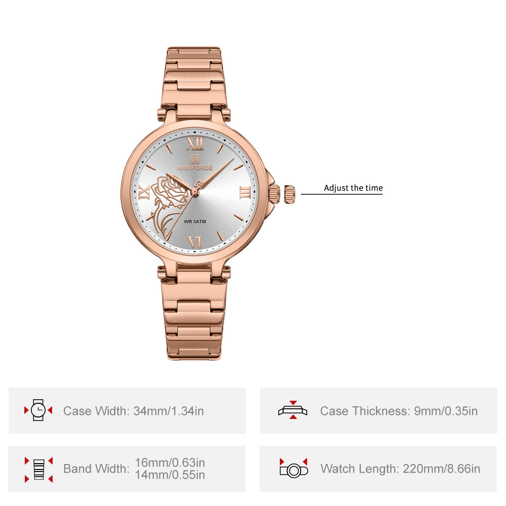 NF5060 White dial with rosegold strap Analog Watch