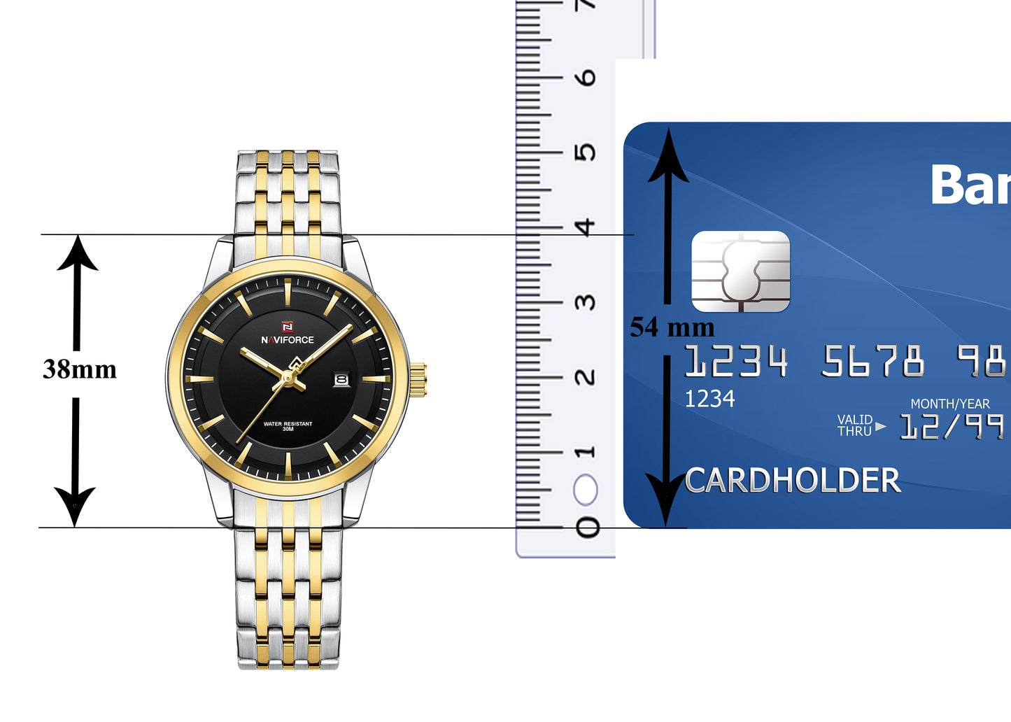Naviforce NF9228L Silver-gold High Quality strap Analog Watch