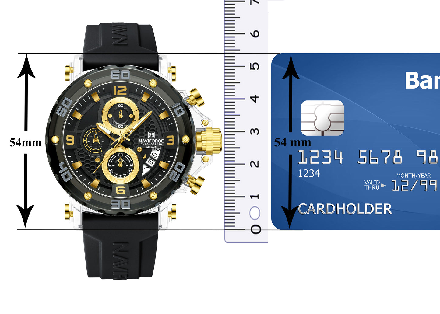 NF7123 Black with Gold Chronograph dial Analog Watch