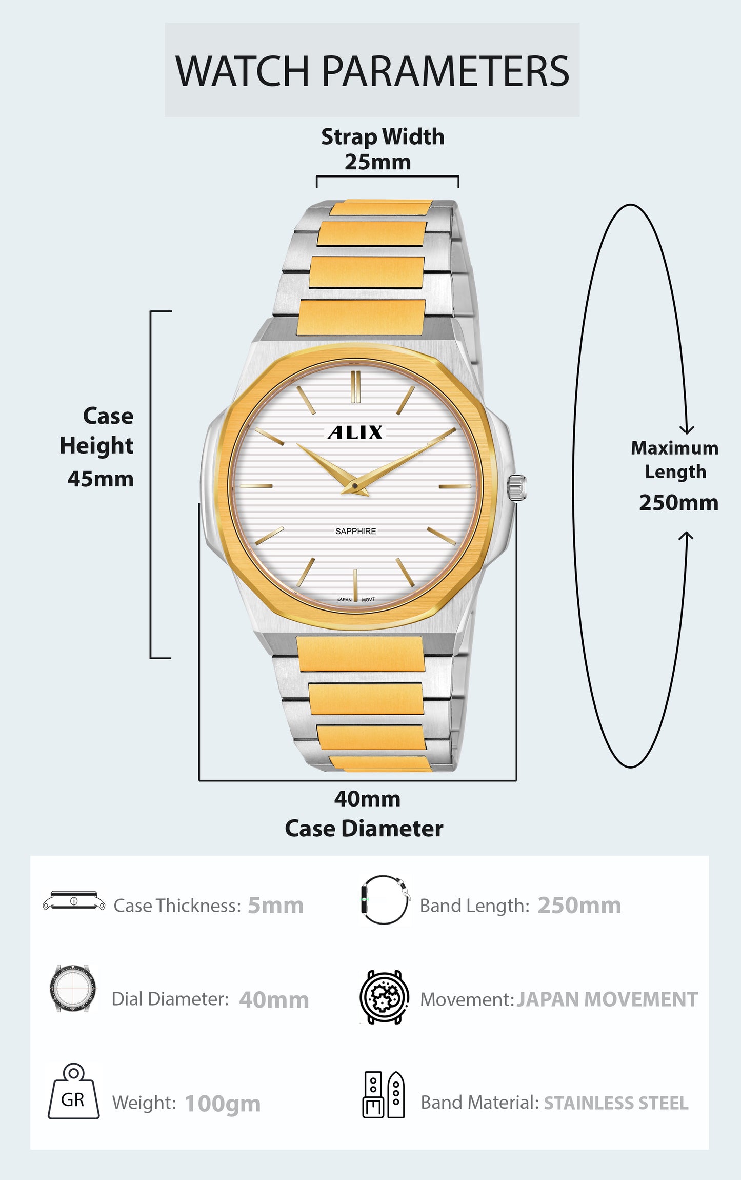 AL2913 White Dial With Gold Steel Strap Analog Watch