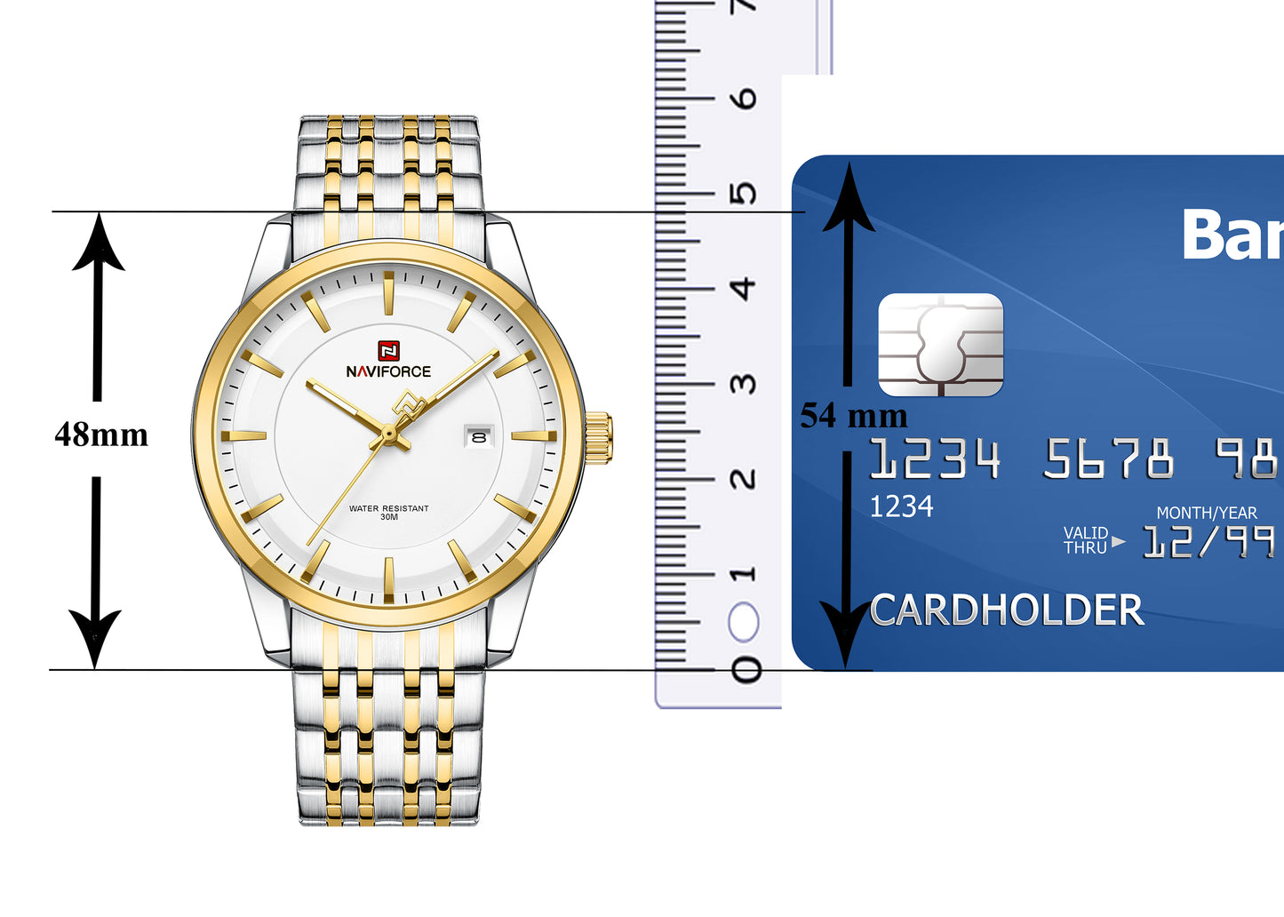 Naviforce NF9228G Silver-gold High Quality strap Analog Watch