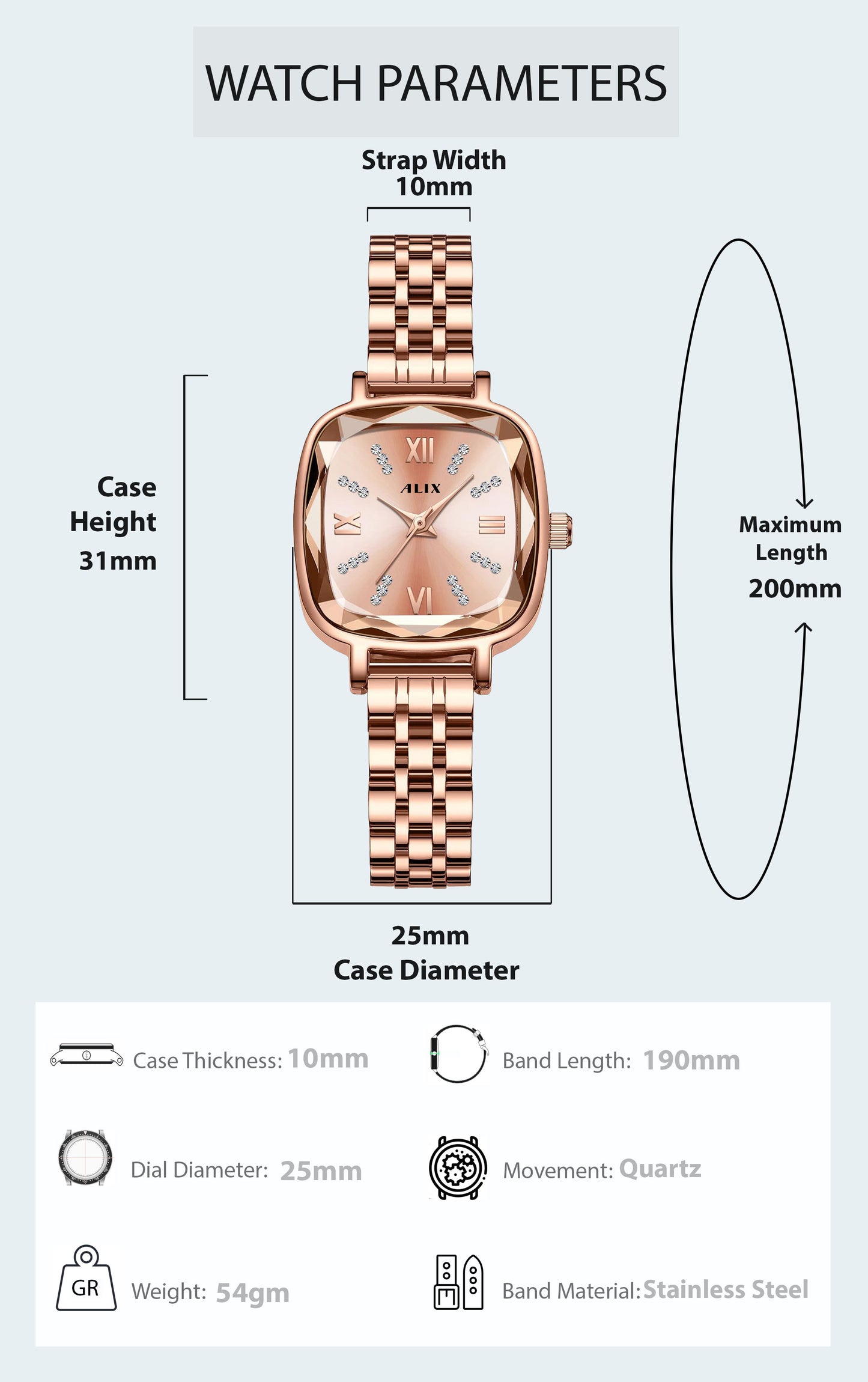 AL2535 Rosegold square dial Analog Watch