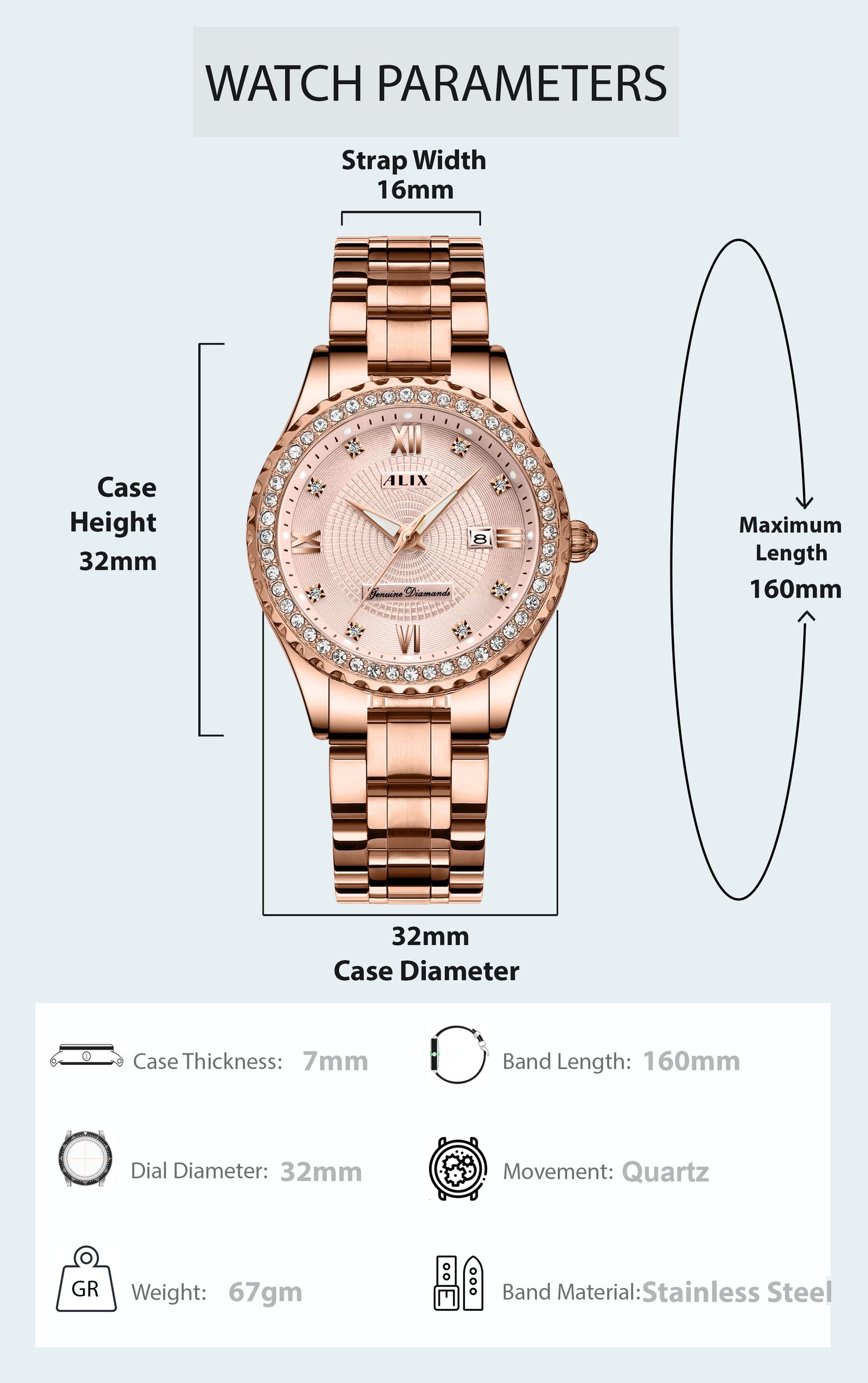 AL2536 Rosegold diamond studded dial Analog Watch