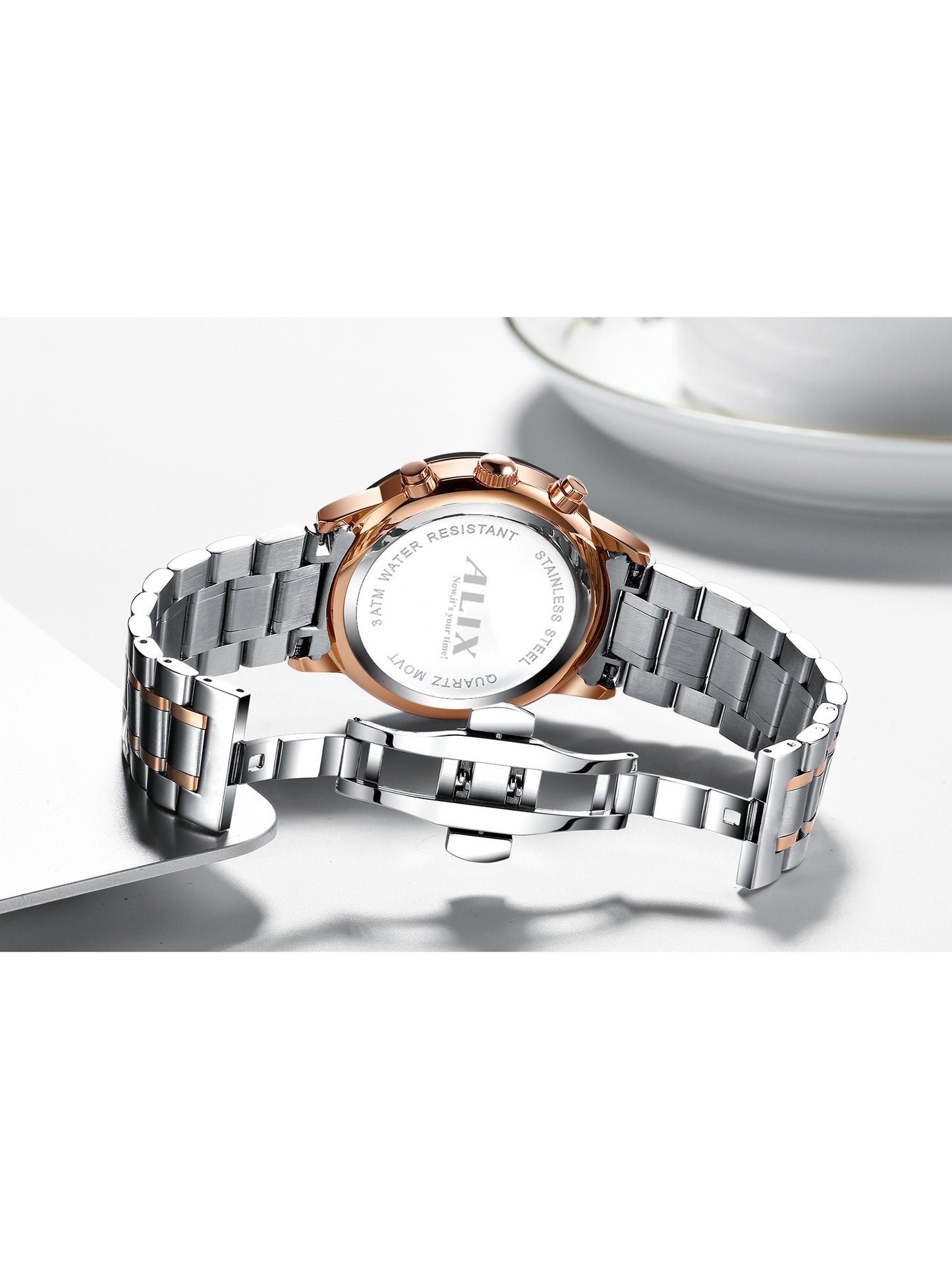 AL3012 stylish Silver steel dual tone strap Analog Watch