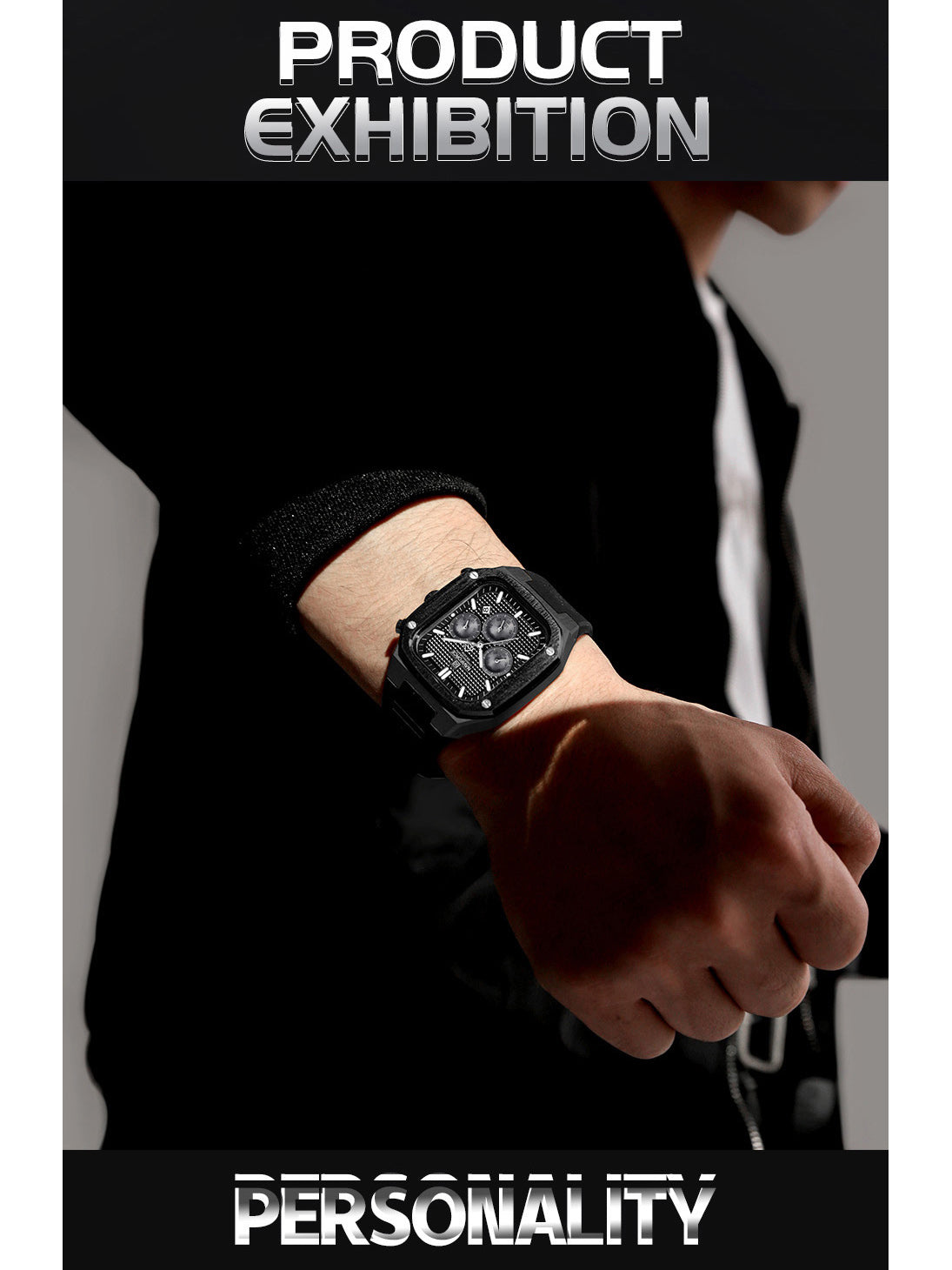 NF8037 Black chronograph watch for men - NAVIFORCE