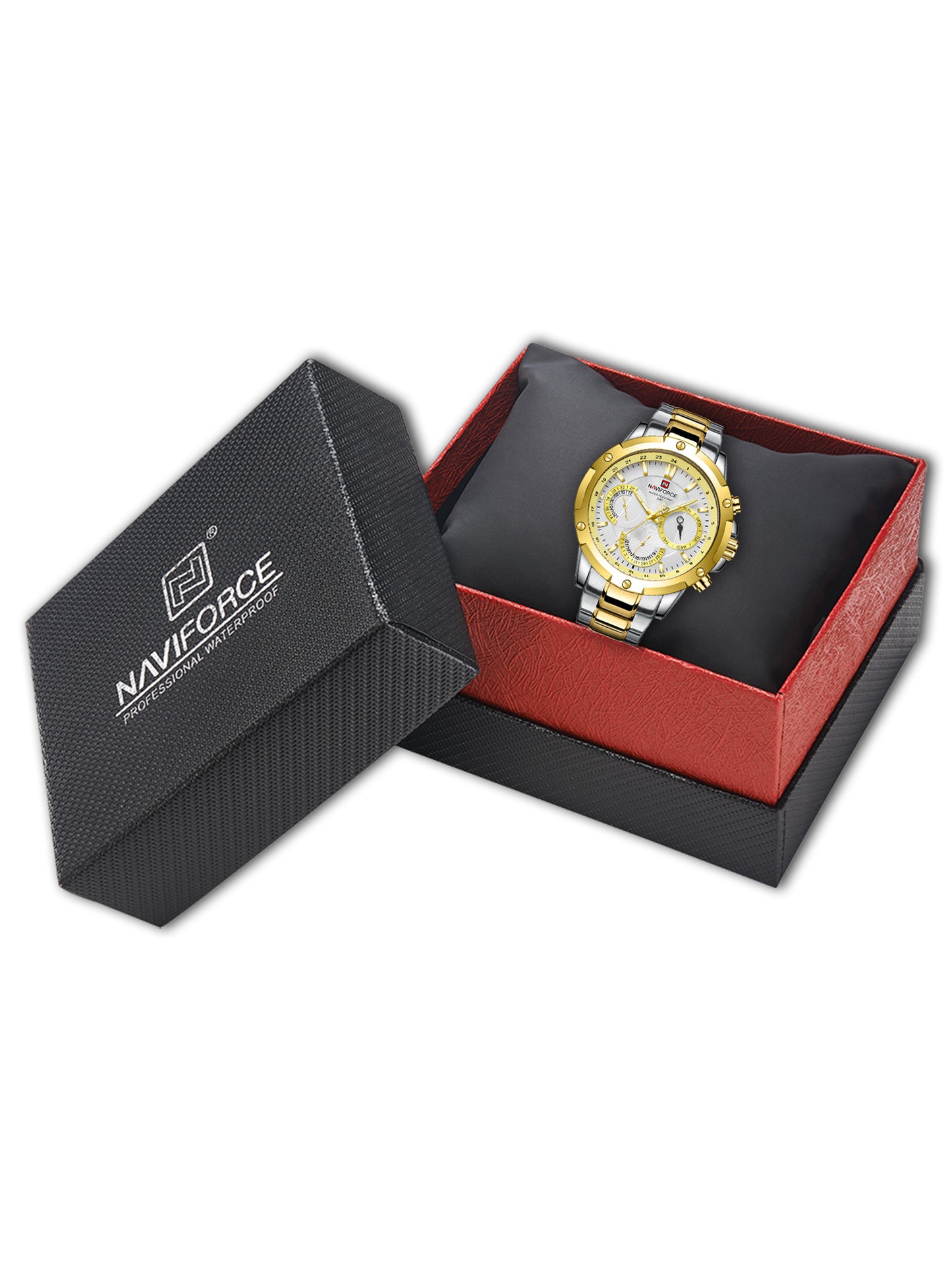 NF9196 Silver Gold Chronograph watch for men - Naviforce