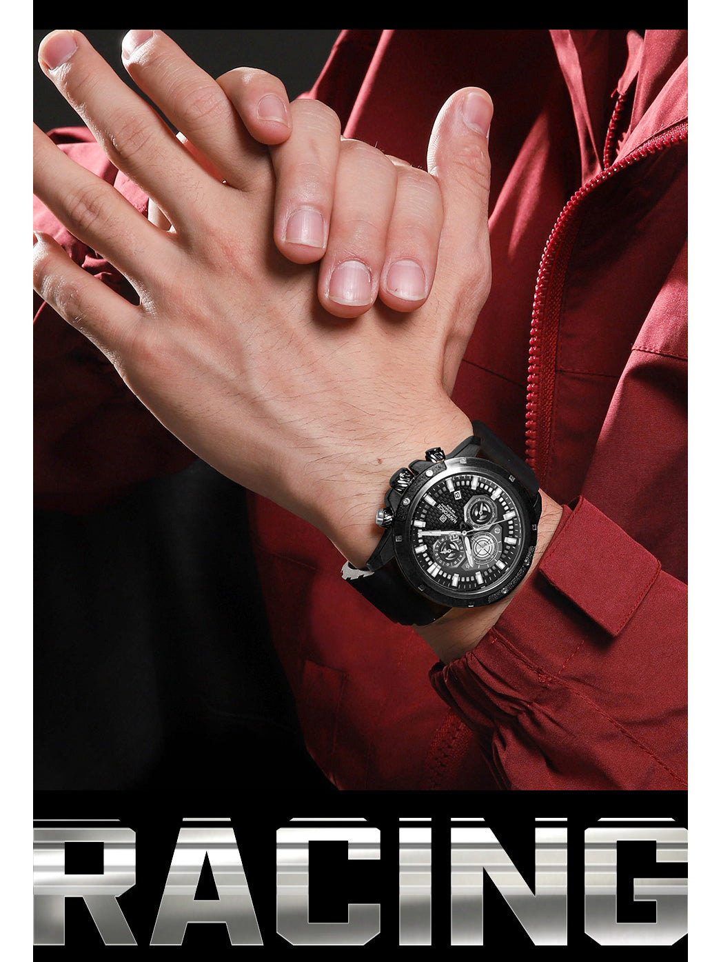 NF8036 Black Chronograph Date Display Analog watch for men - NAVIFORCE