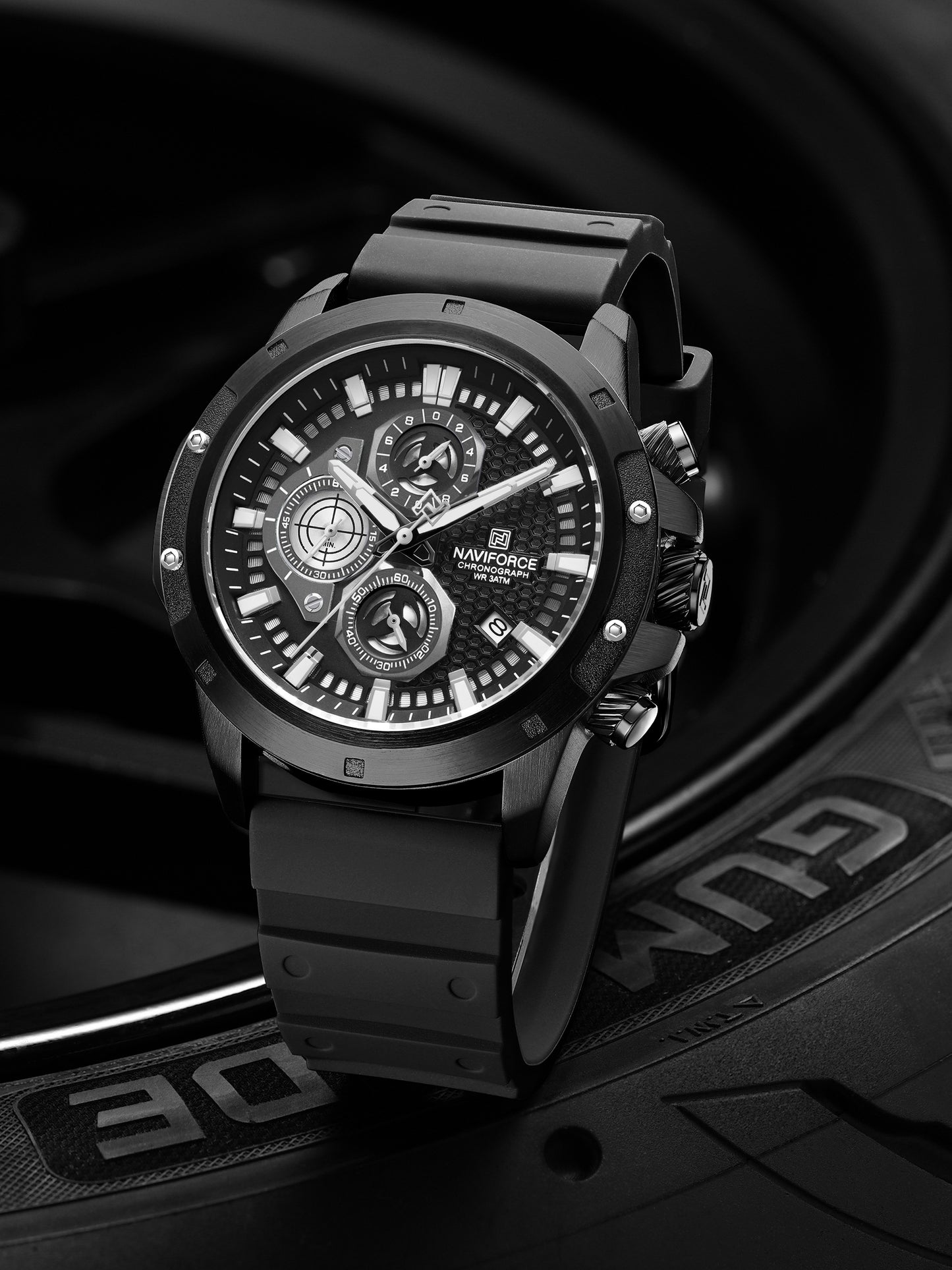 NF8036 Black Chronograph Date Display Analog watch for men - NAVIFORCE
