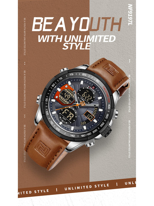NF9197L Orange leather Ana-digital mens watch - NAVIFORCE