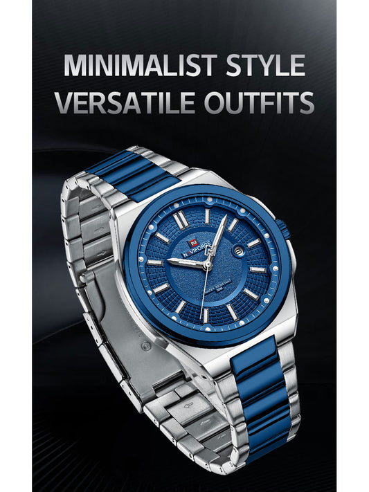 NF9212 Silver Blue Date Display Watch for men - NAVIFORCE