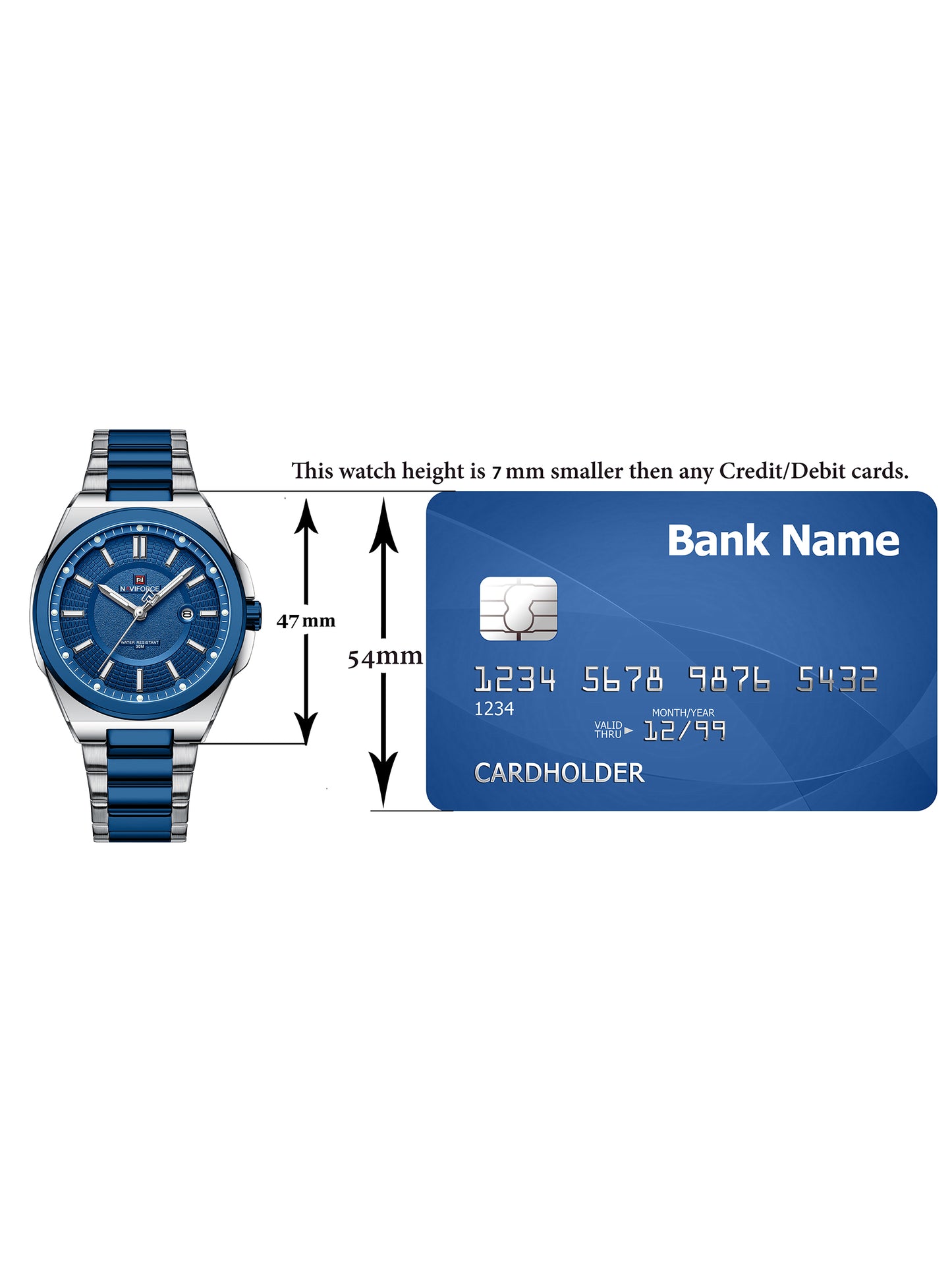 NF9212 Silver Blue Date Display Watch for men - NAVIFORCE