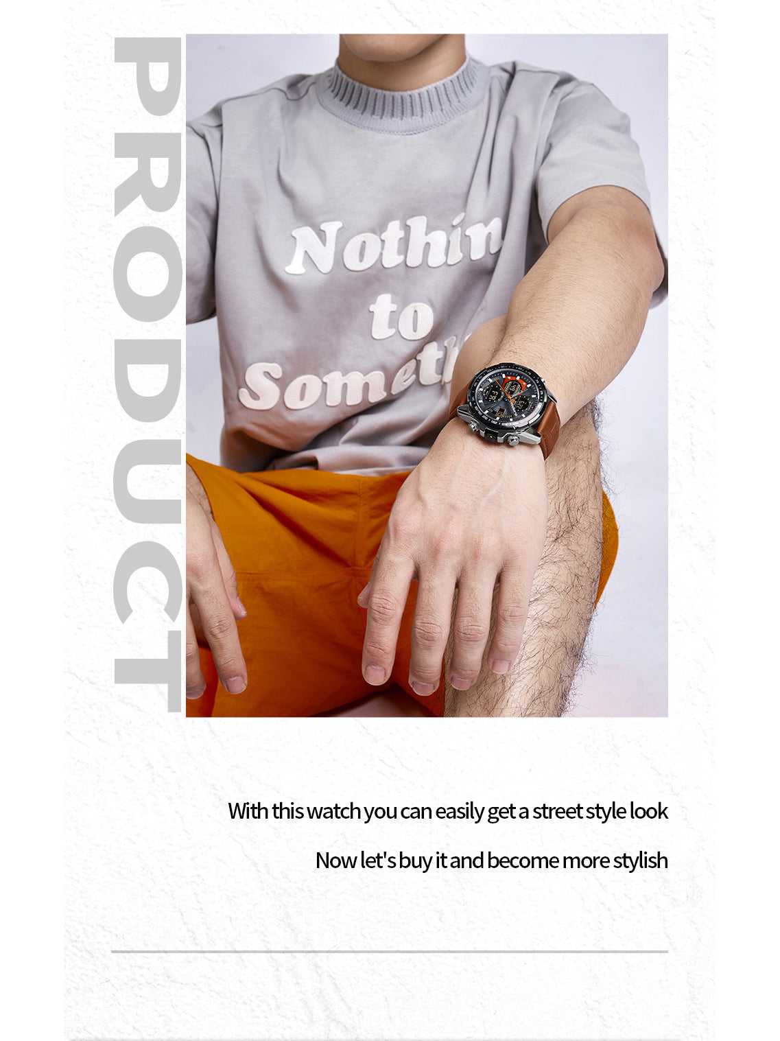NF9197L Orange leather Ana-digital mens watch - NAVIFORCE