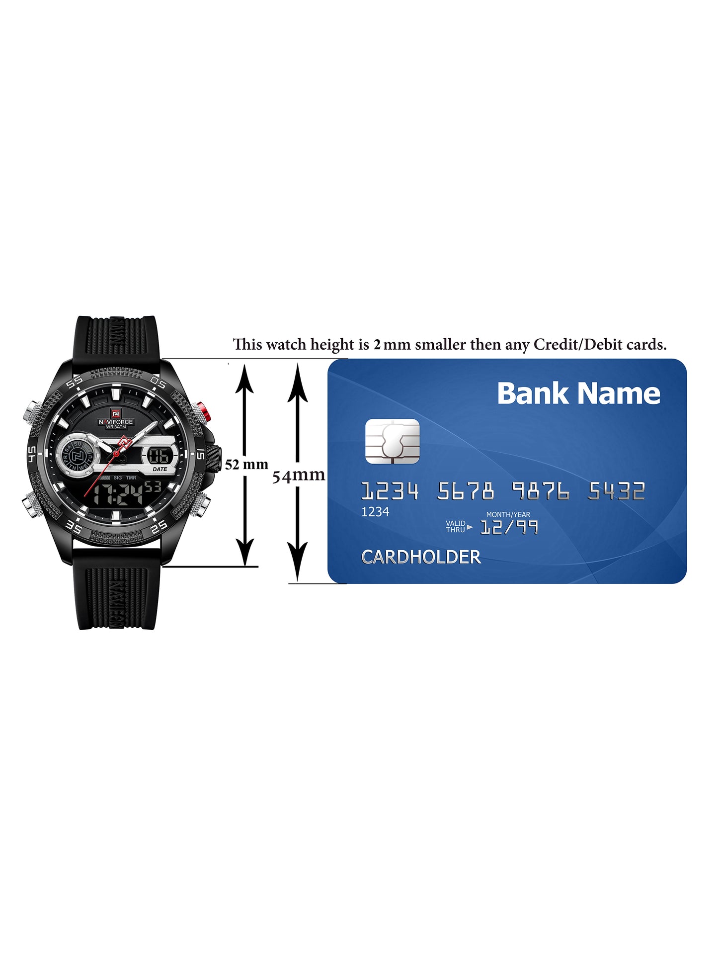 NF9223 Black Silicone strap digi-analog mens watch - NAVIFORCE