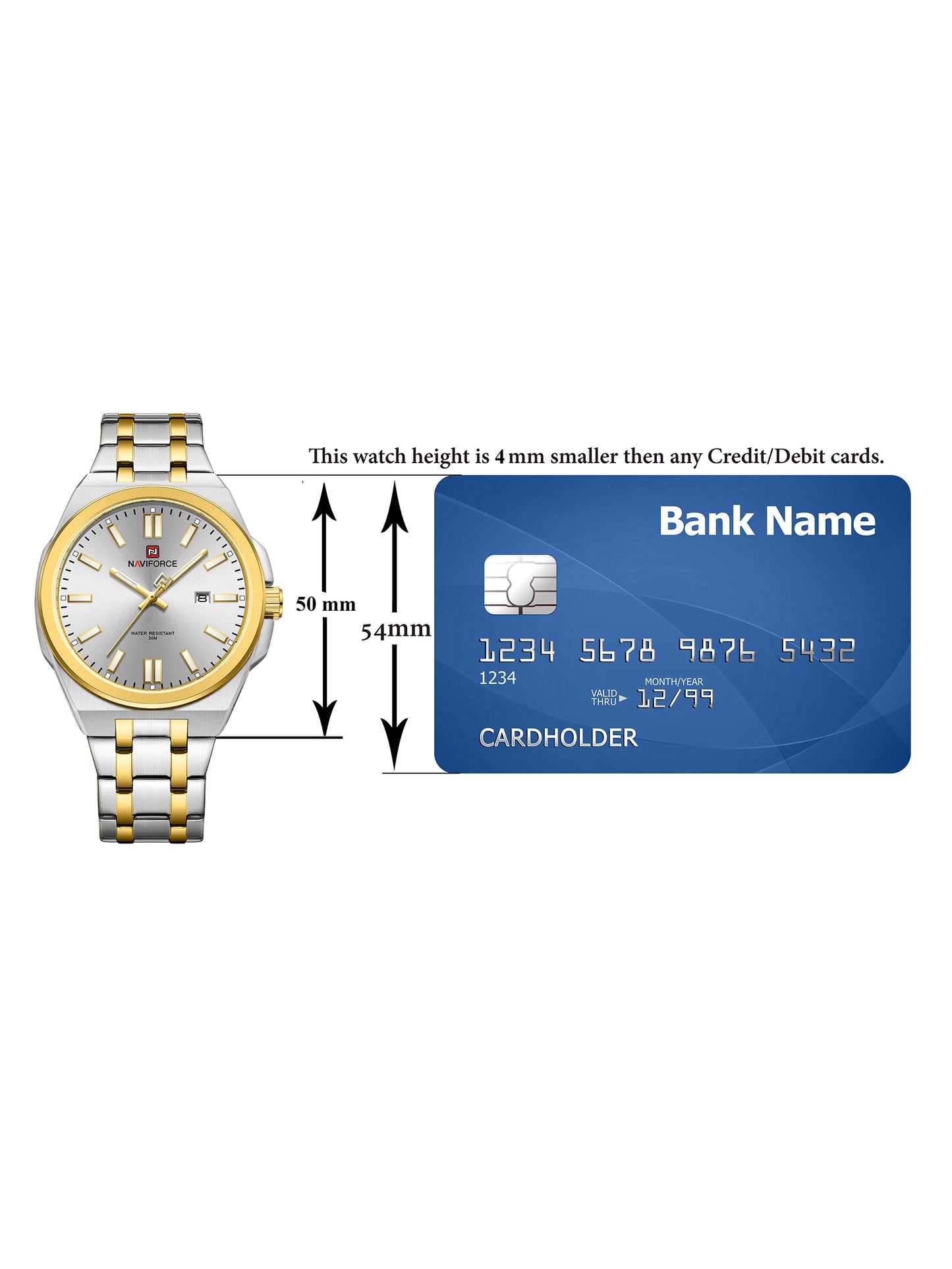 NF9226 Silver-Gold Analog time & date watch for men - NAVIFORCE