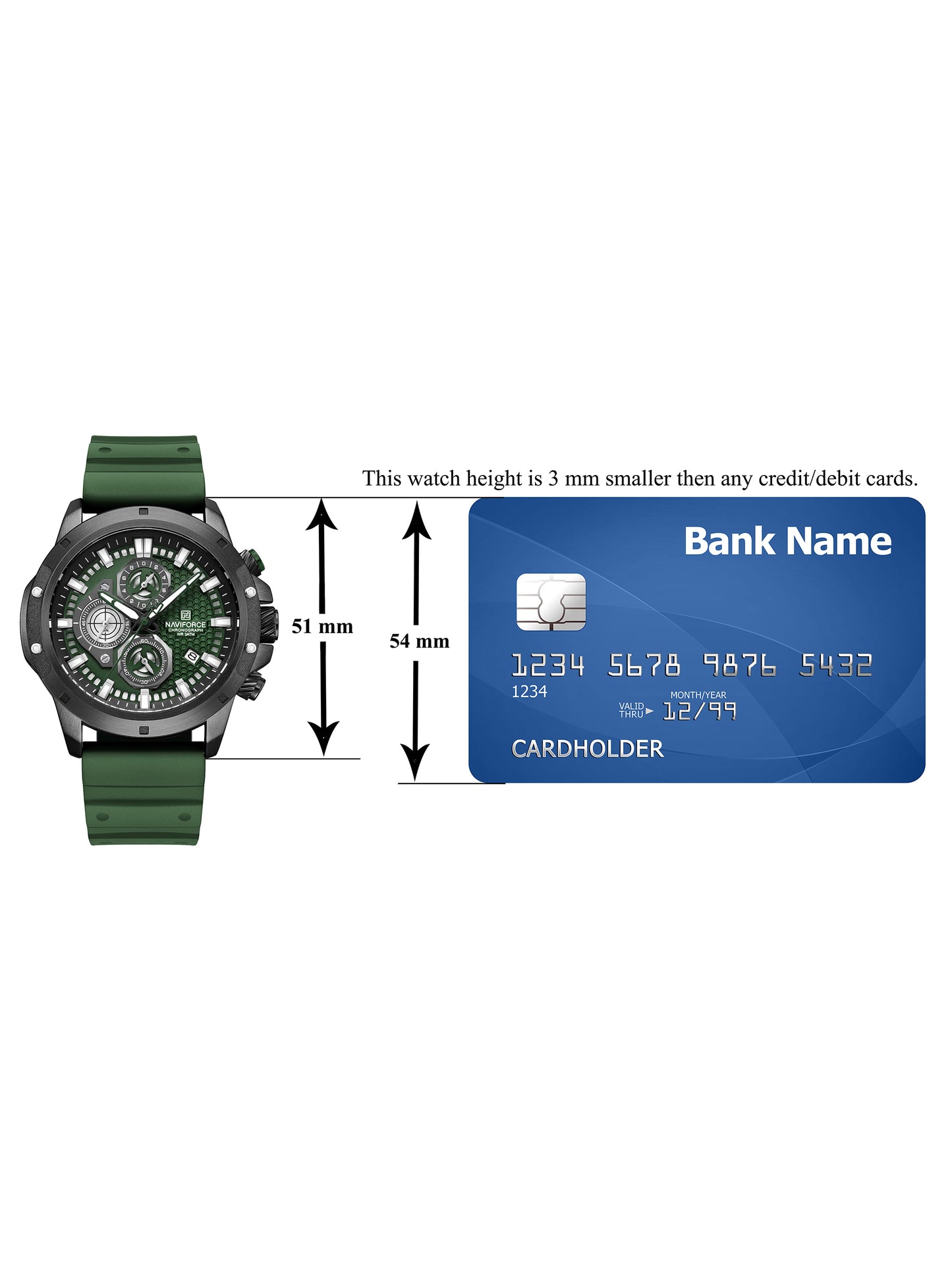 NF8036 Green Chronograph Date Display Analog mens watch - NAVIFORCE