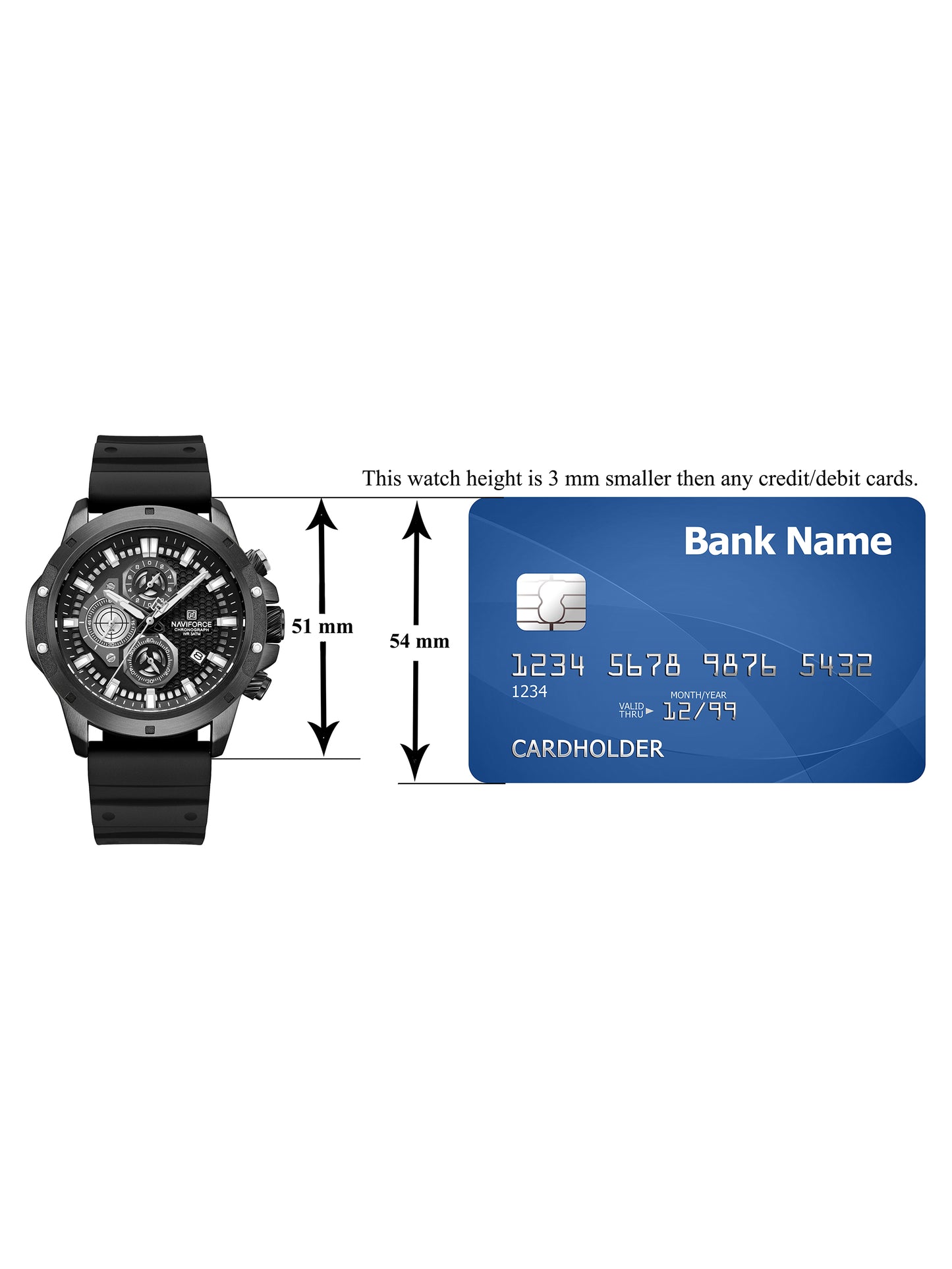 NF8036 Black Chronograph Date Display Analog watch for men - NAVIFORCE