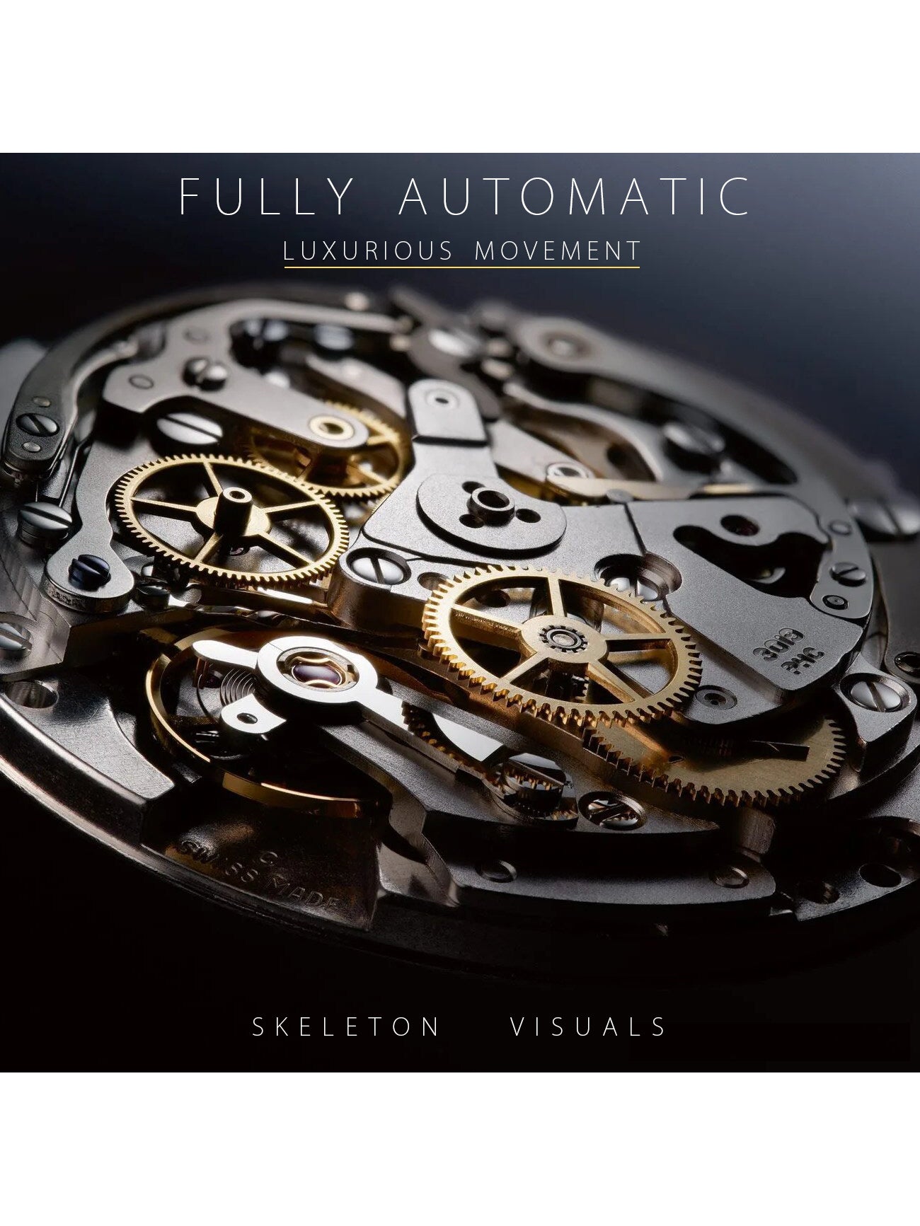 AL2902 Black Skeleton Automatic watch for men's