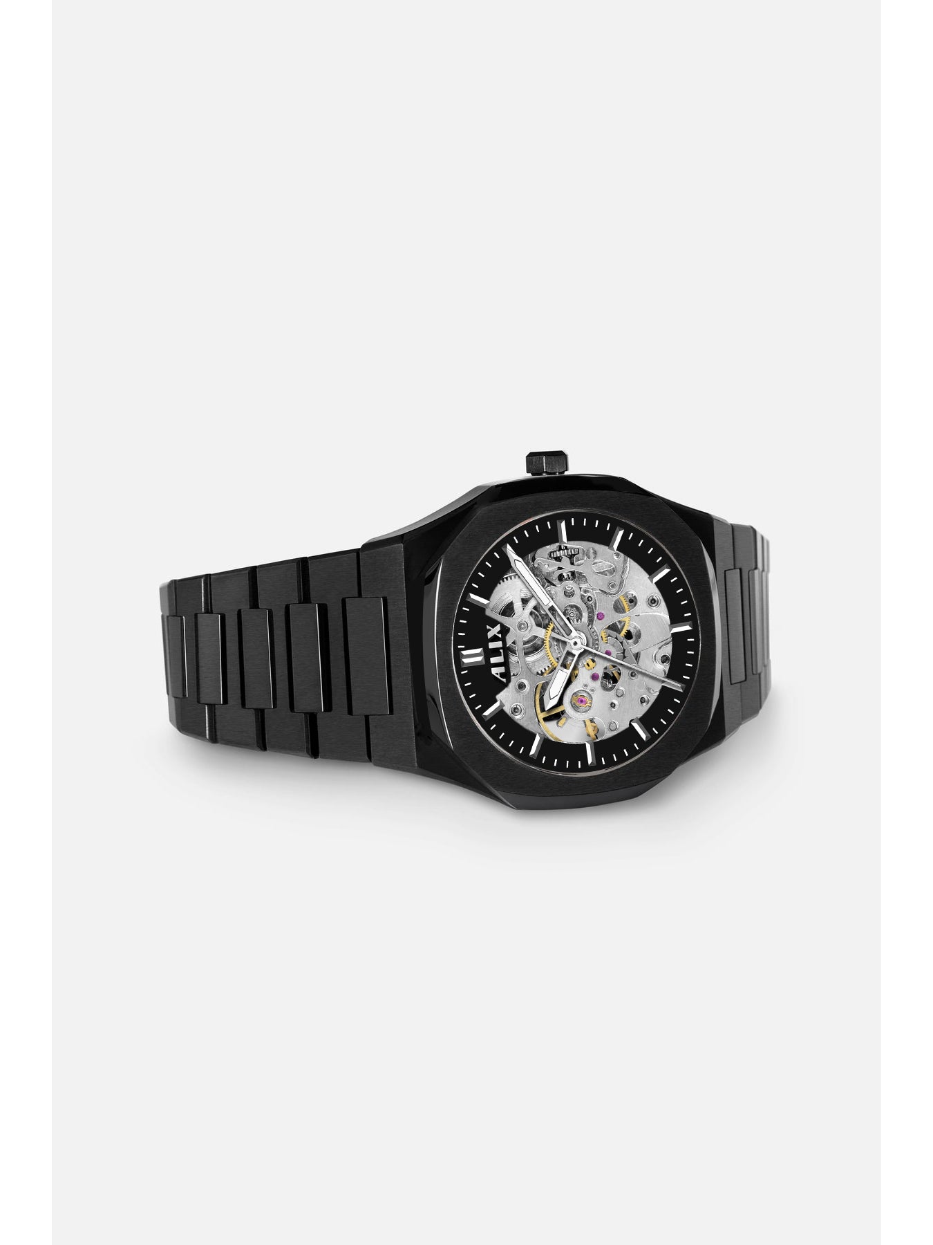 AL2902 Black Skeleton Automatic watch for men's