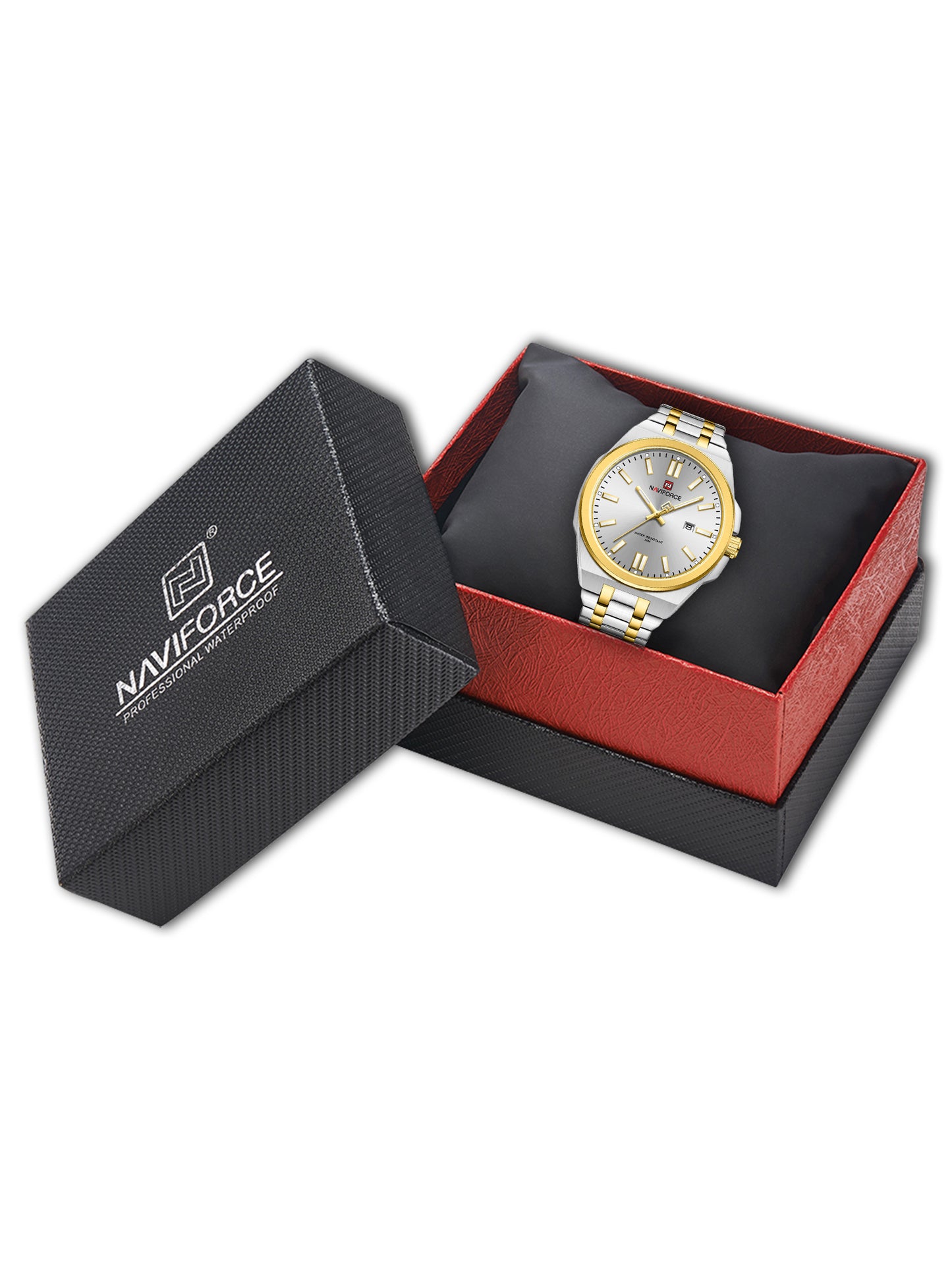 NF9226 Silver-Gold Analog time & date watch for men - NAVIFORCE