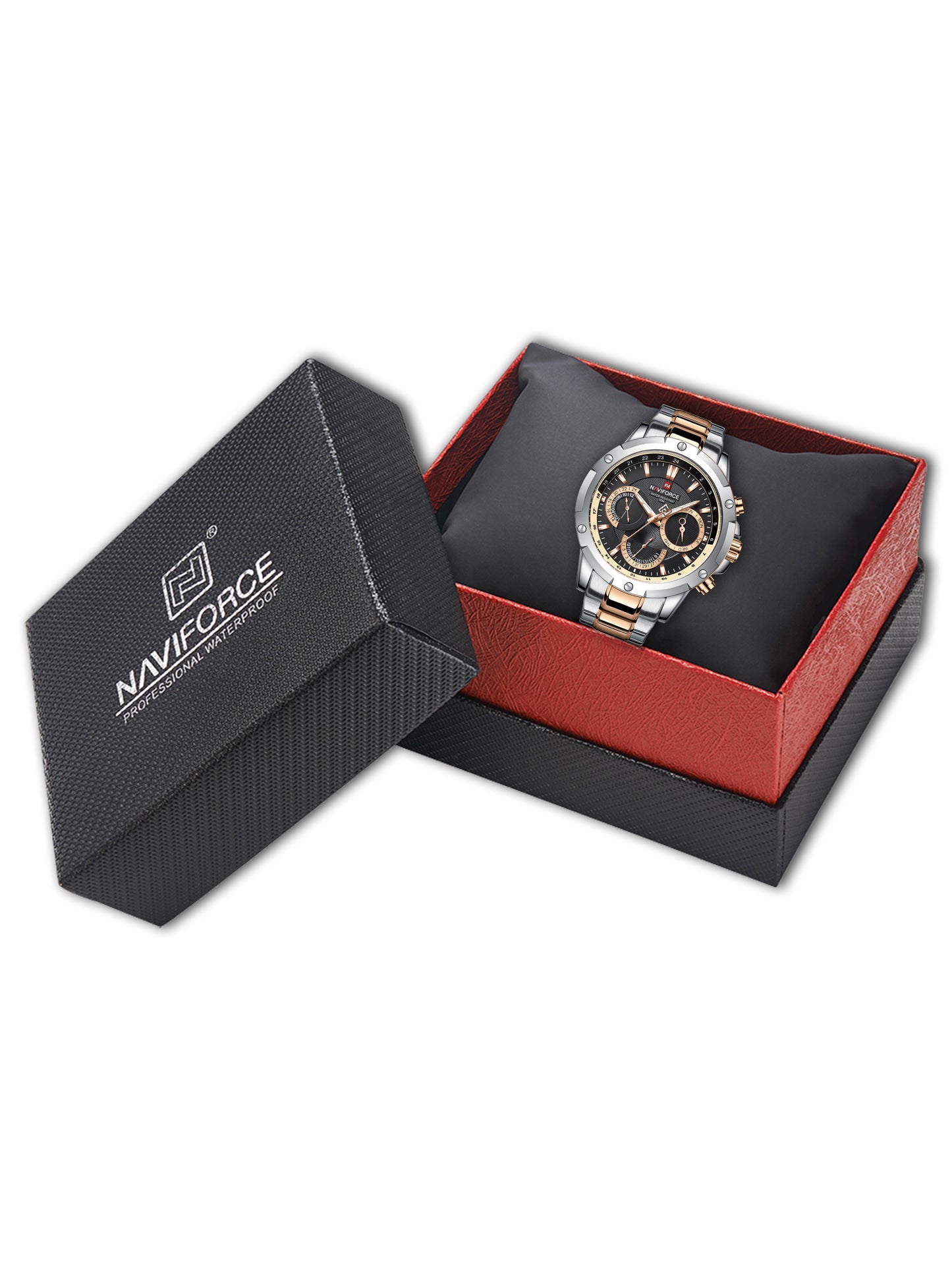 NF9196 Silver RoseGold Chronograph watch for men - Naviforce