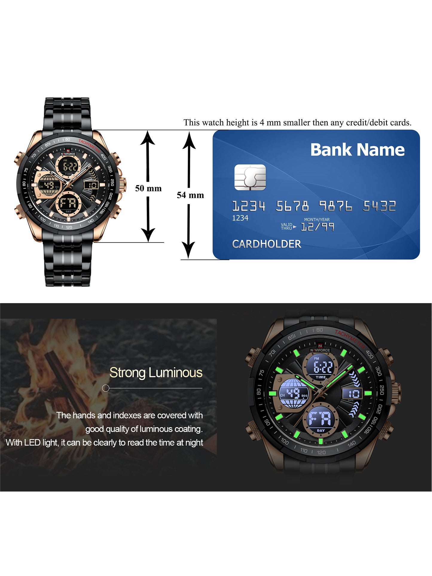 NF9197S Black Military Sport analog-digital watch for men - NAVIFORCE