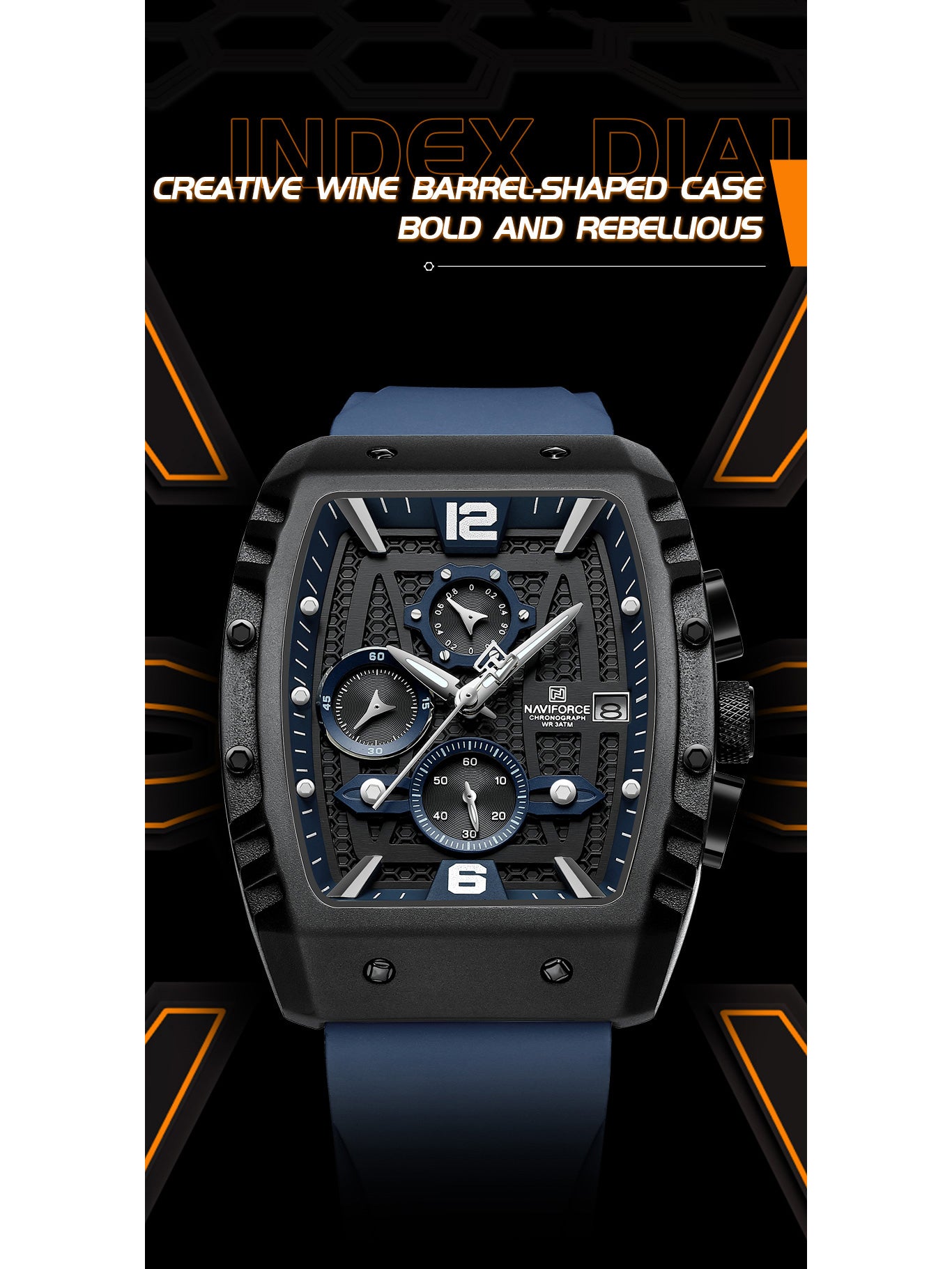 NF8025 Blue chronohgraph watch for men - NAVIFORCE