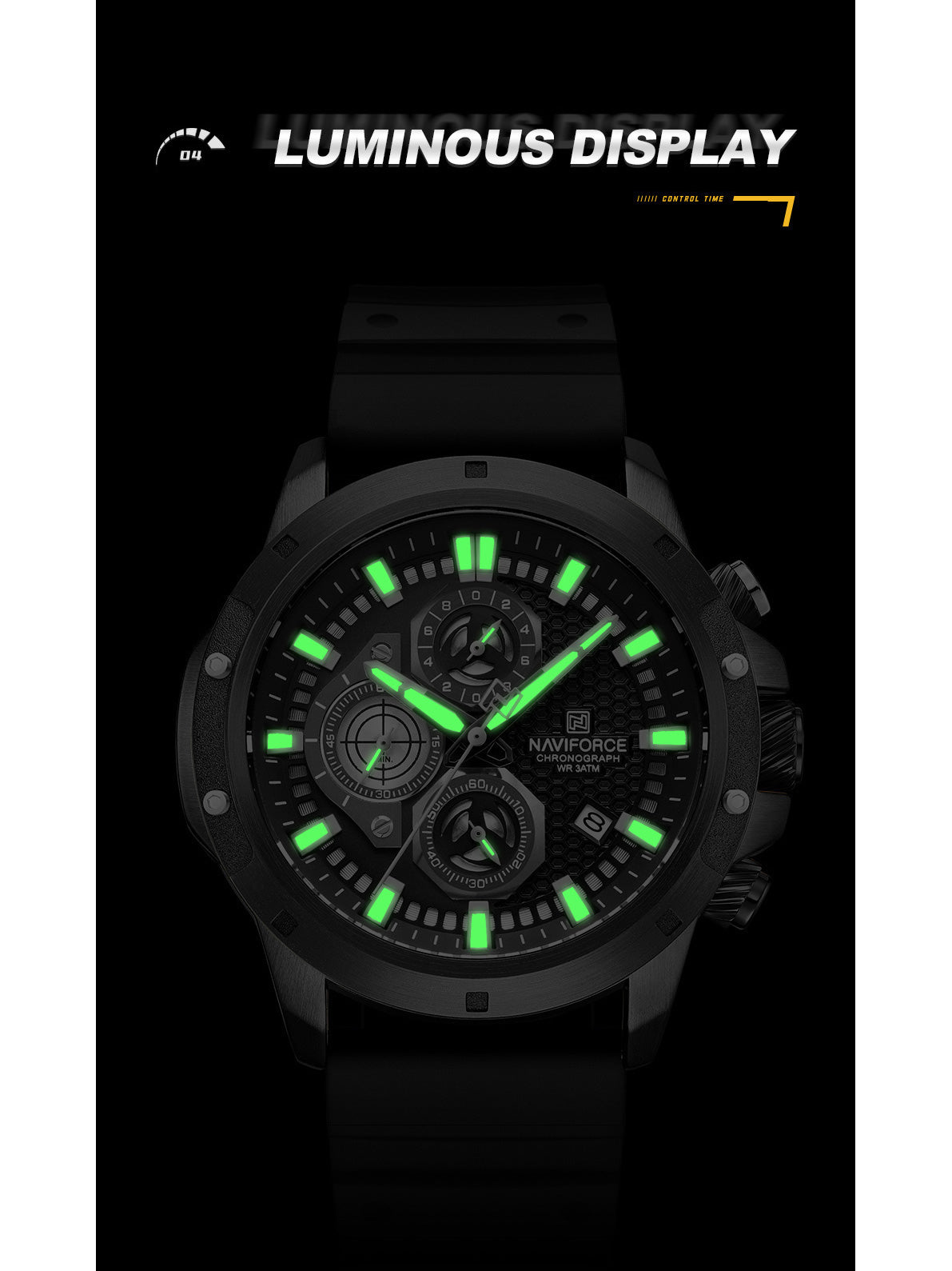 NF8036 Black Chronograph Date Display Analog watch for men - NAVIFORCE