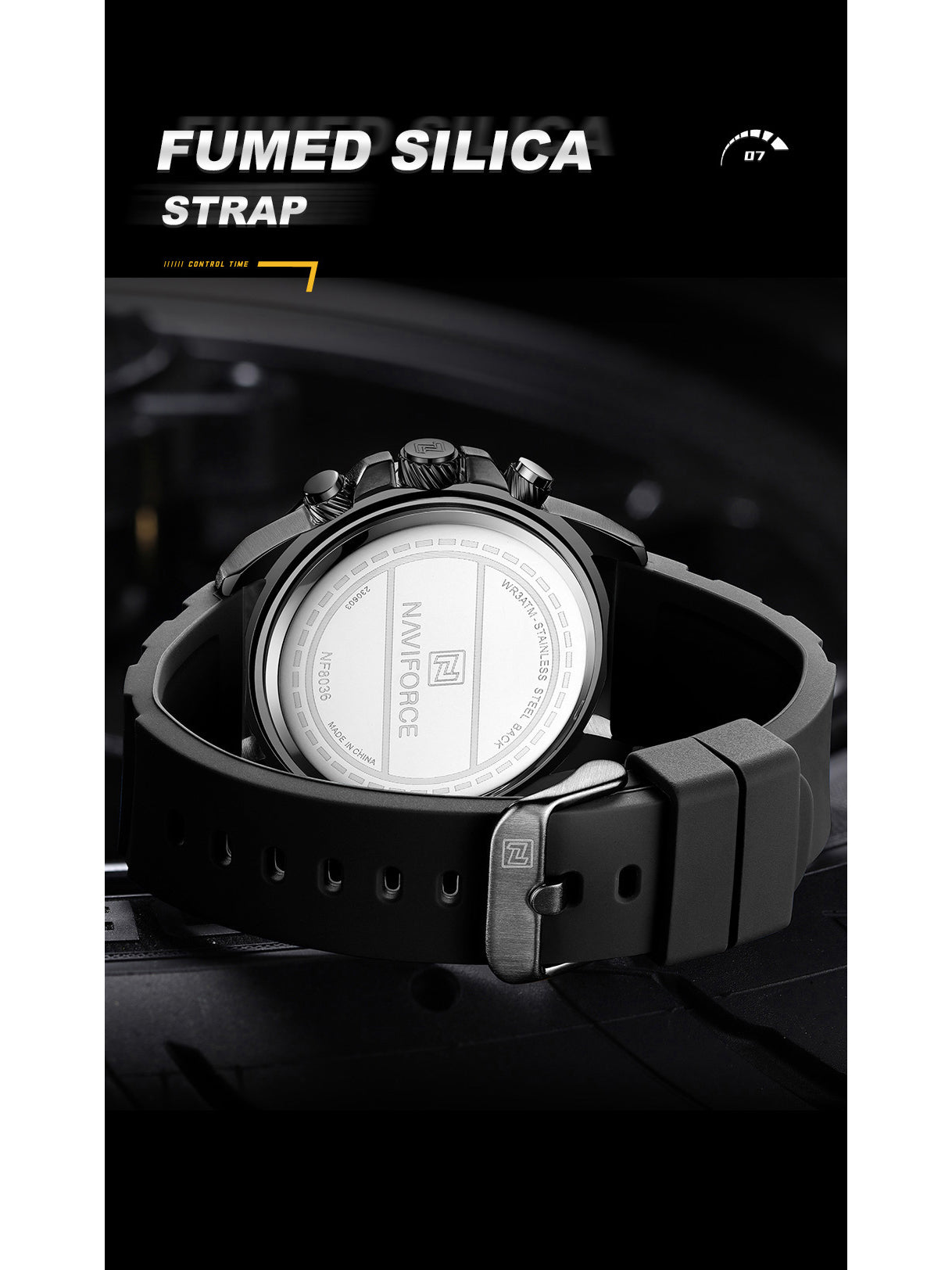 NF8036 Black Chronograph Date Display Analog watch for men - NAVIFORCE