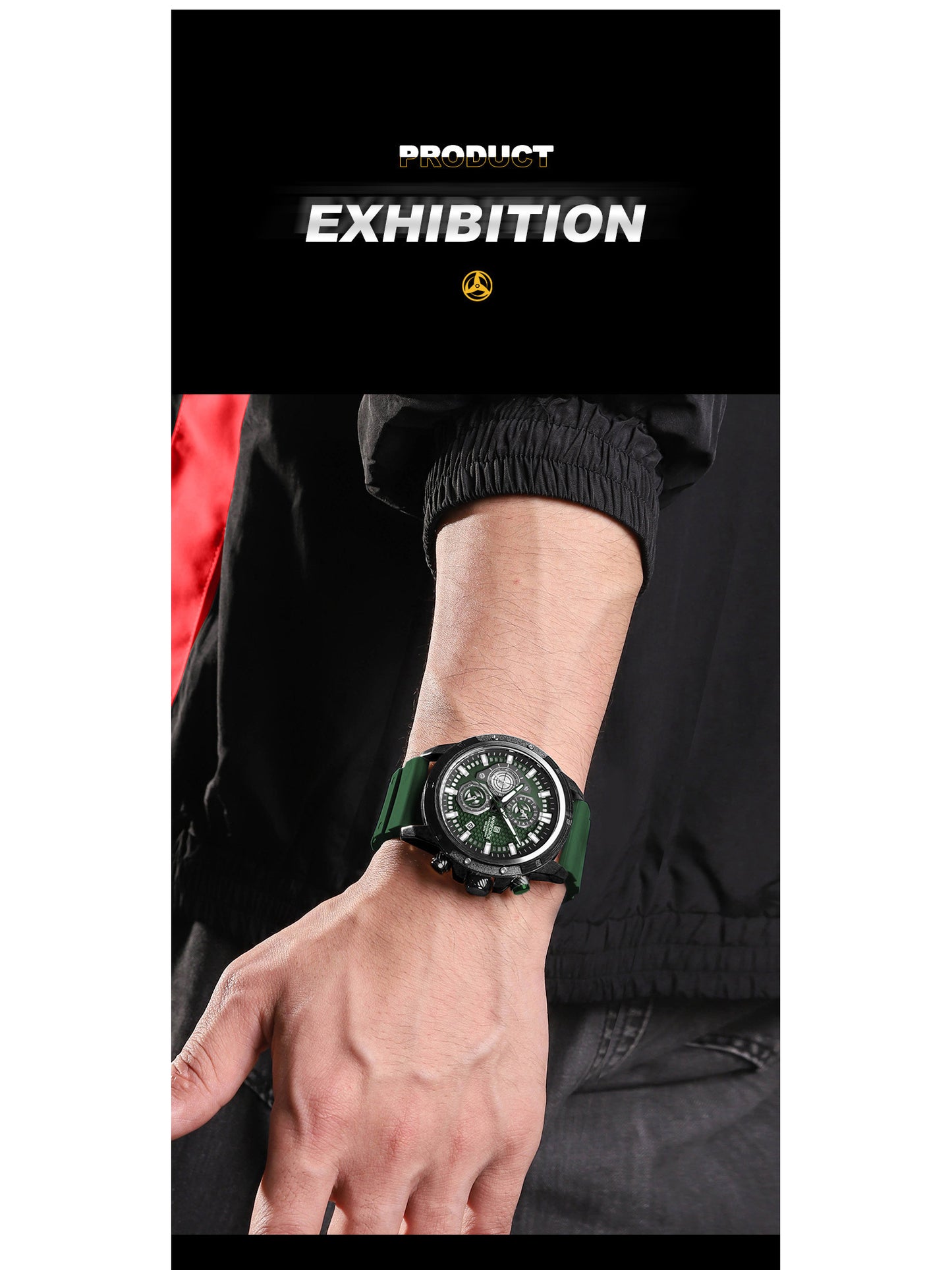 NF8036 Green Chronograph Date Display Analog mens watch - NAVIFORCE