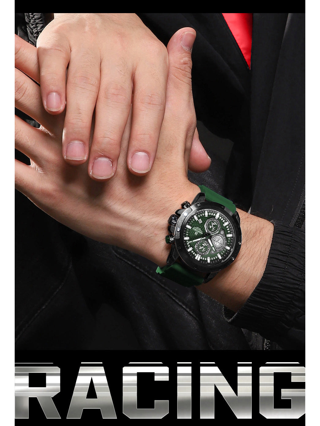 NF8036 Green Chronograph Date Display Analog mens watch - NAVIFORCE