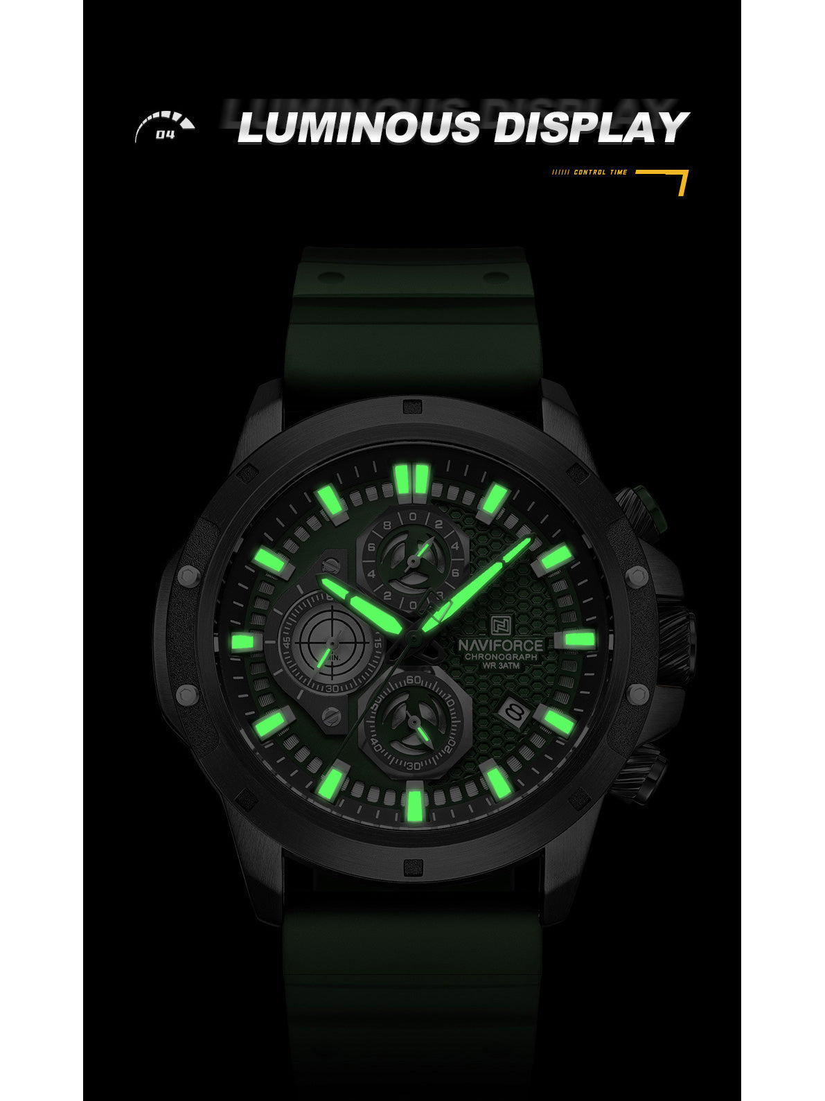 NF8036 Green Chronograph Date Display Analog mens watch - NAVIFORCE