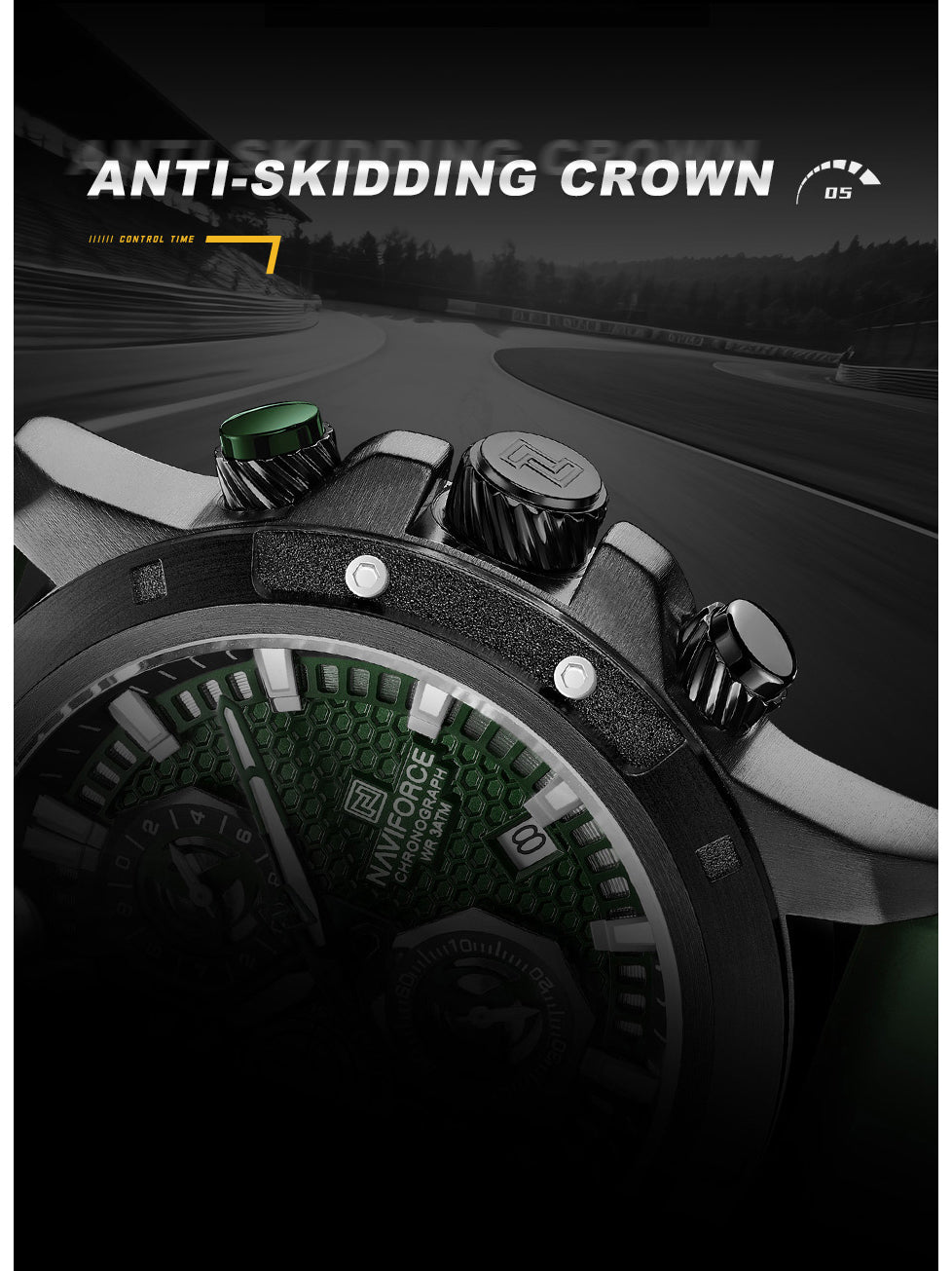 NF8036 Green Chronograph Date Display Analog mens watch - NAVIFORCE