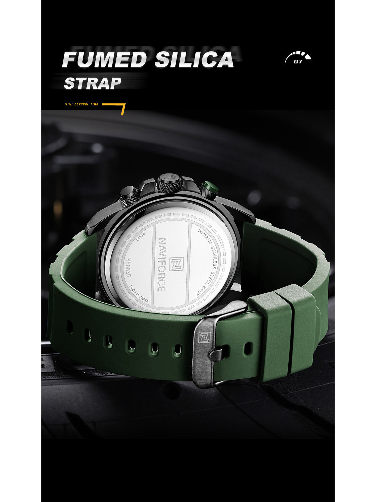 NF8036 Green Chronograph Date Display Analog mens watch - NAVIFORCE