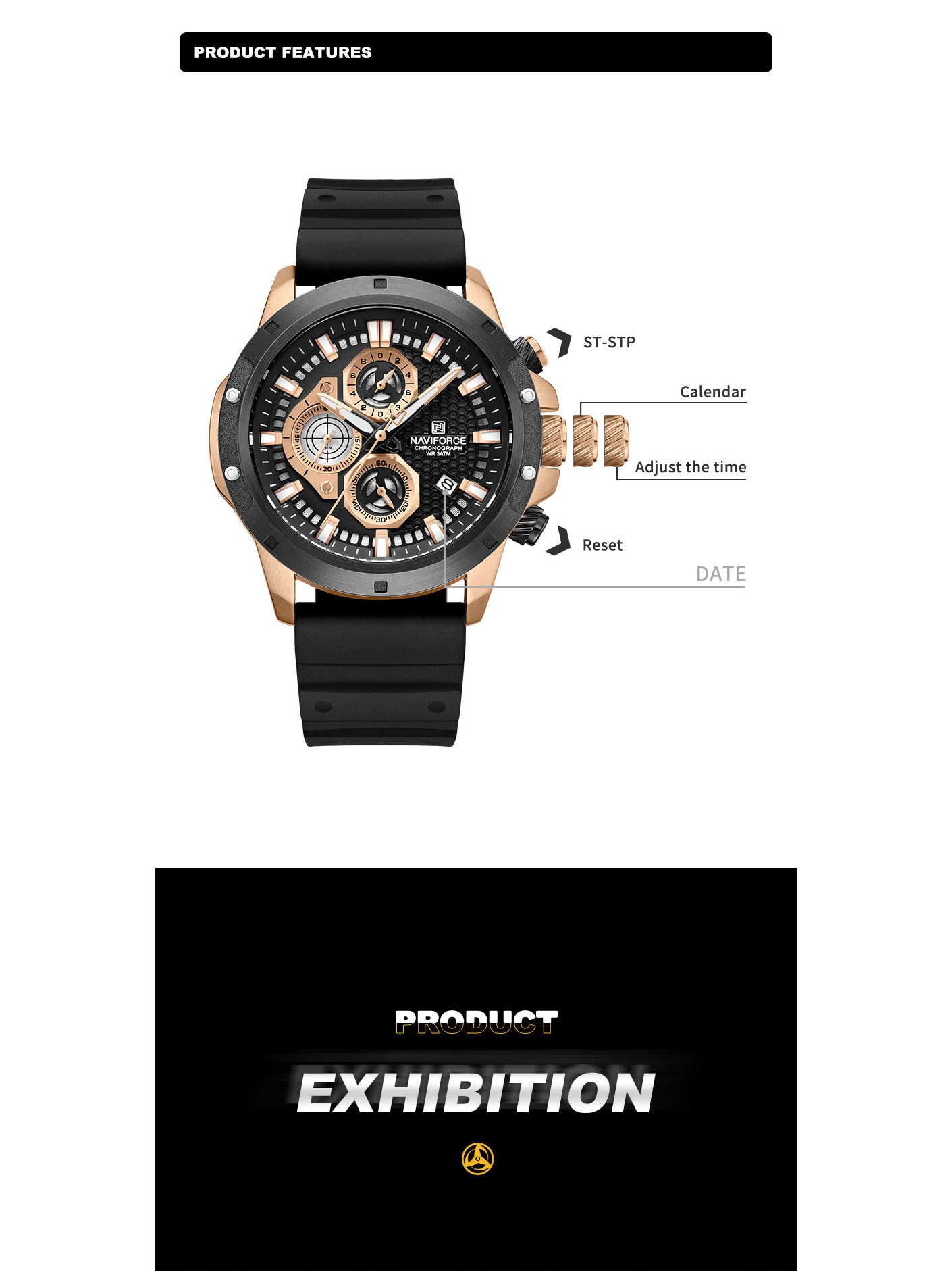 NF8036 Chronograph Date Display Analog watch for men - NAVIFORCE