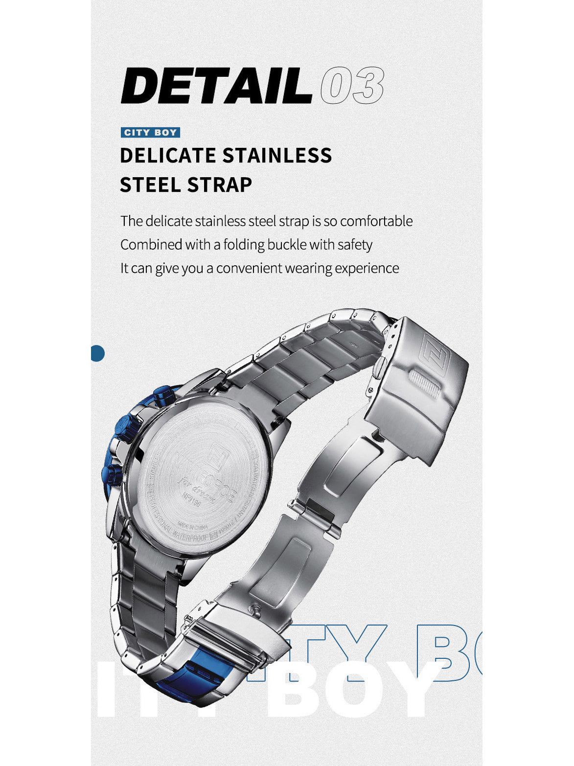 NF9196 Silver blue Chronograph watch for men - Naviforce