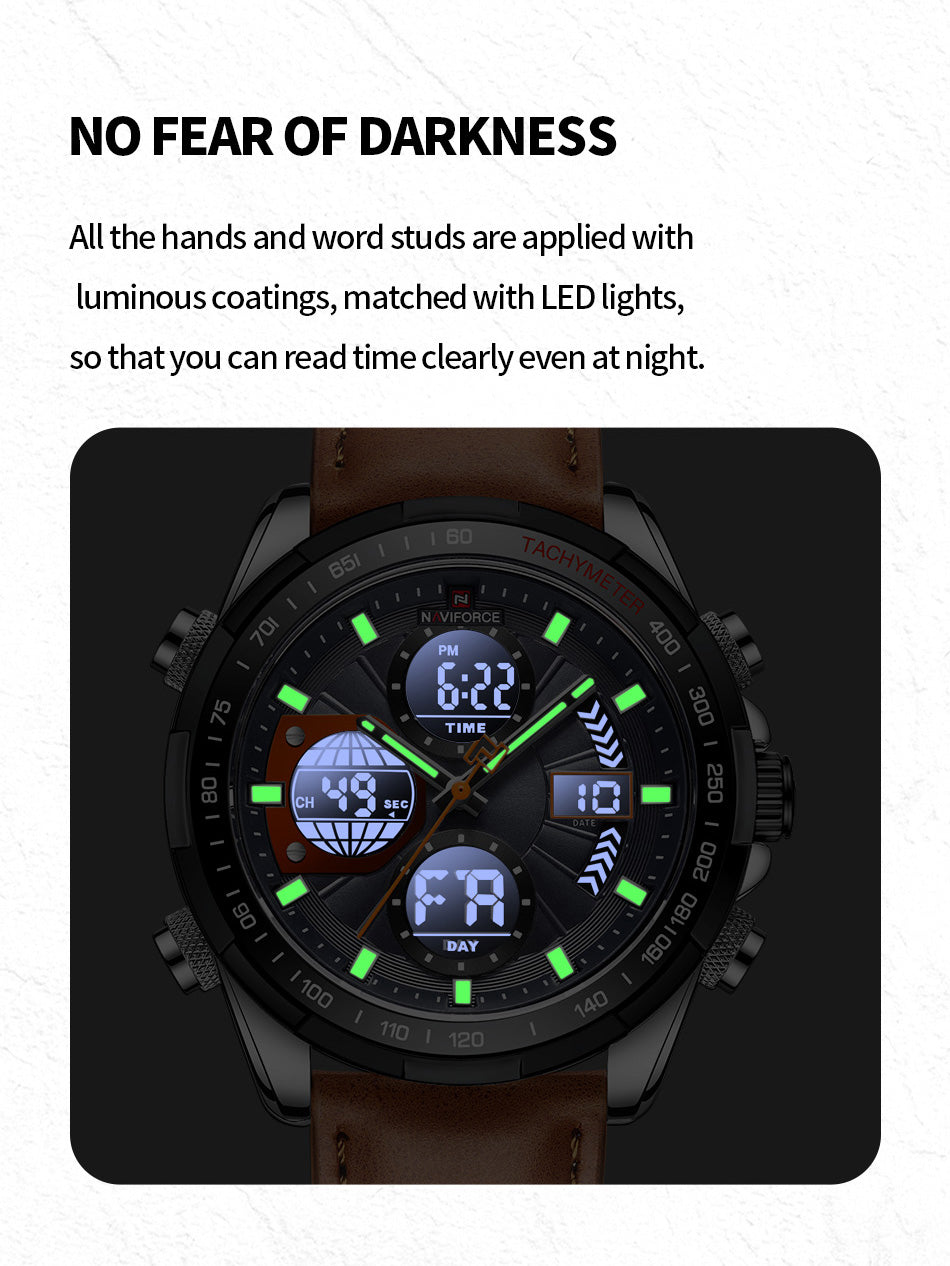 NF9197L Orange leather Ana-digital mens watch - NAVIFORCE