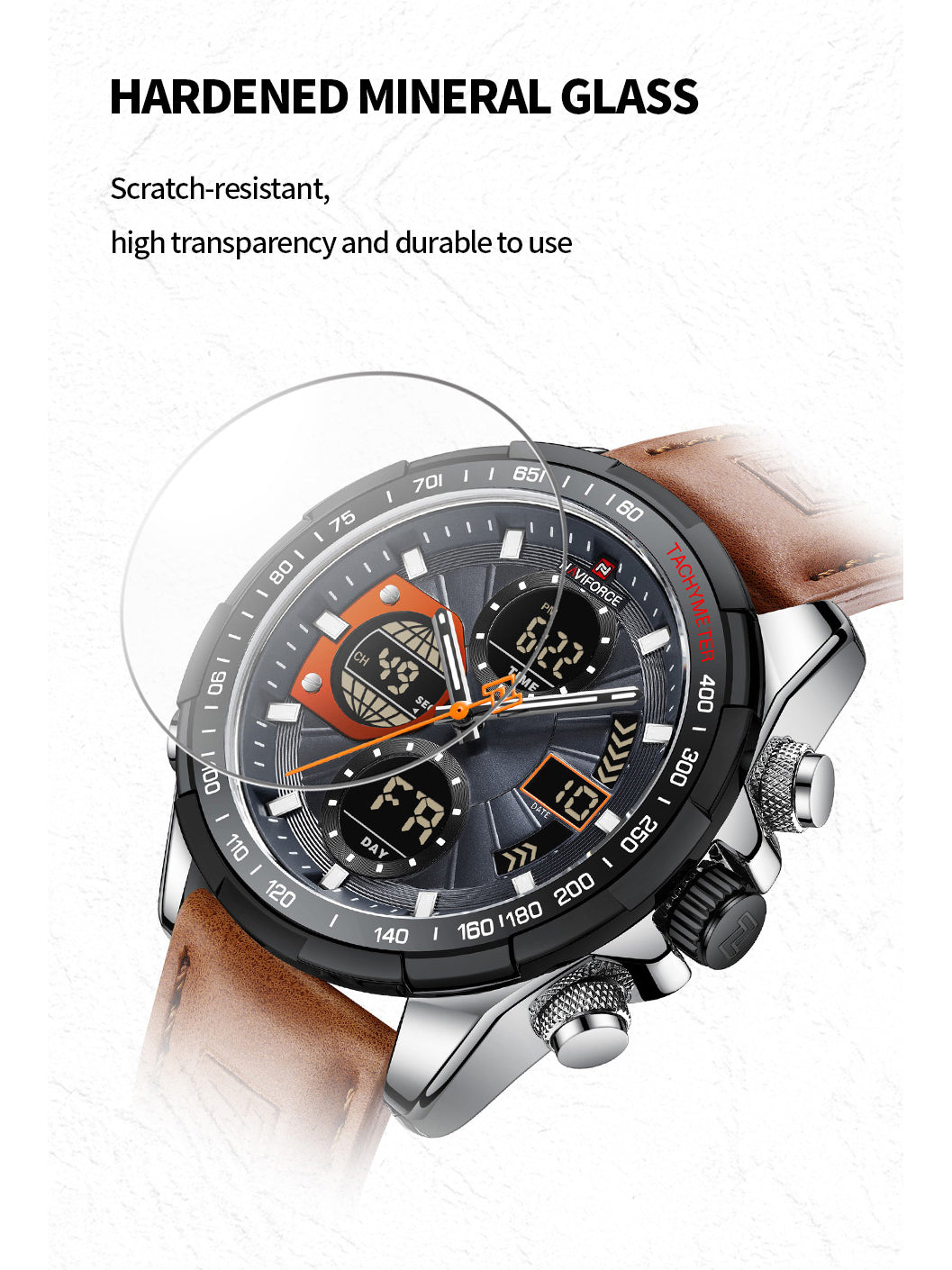 NF9197L Orange leather Ana-digital mens watch - NAVIFORCE