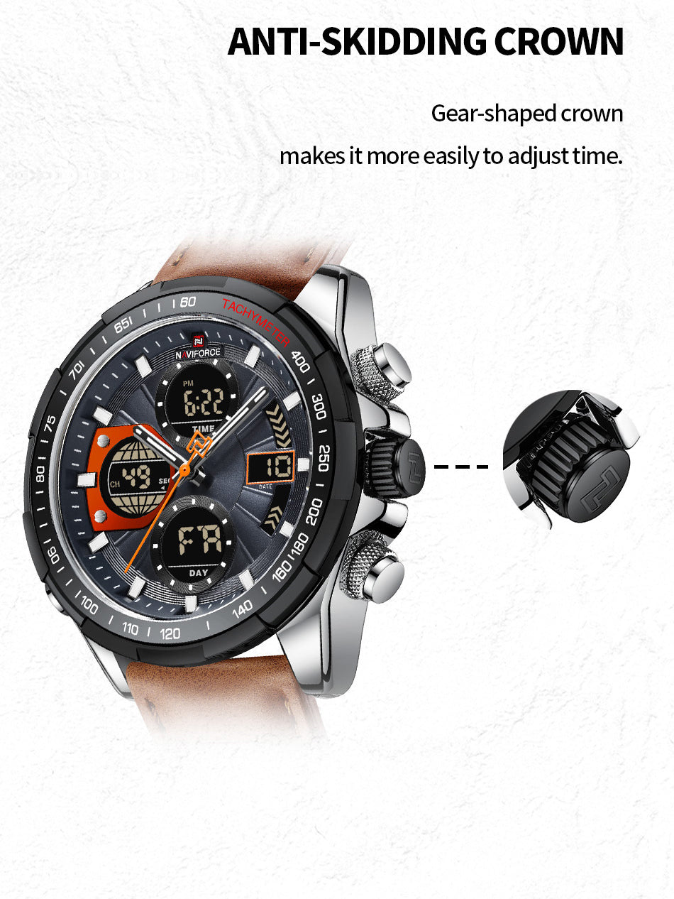 NF9197L Orange leather Ana-digital mens watch - NAVIFORCE