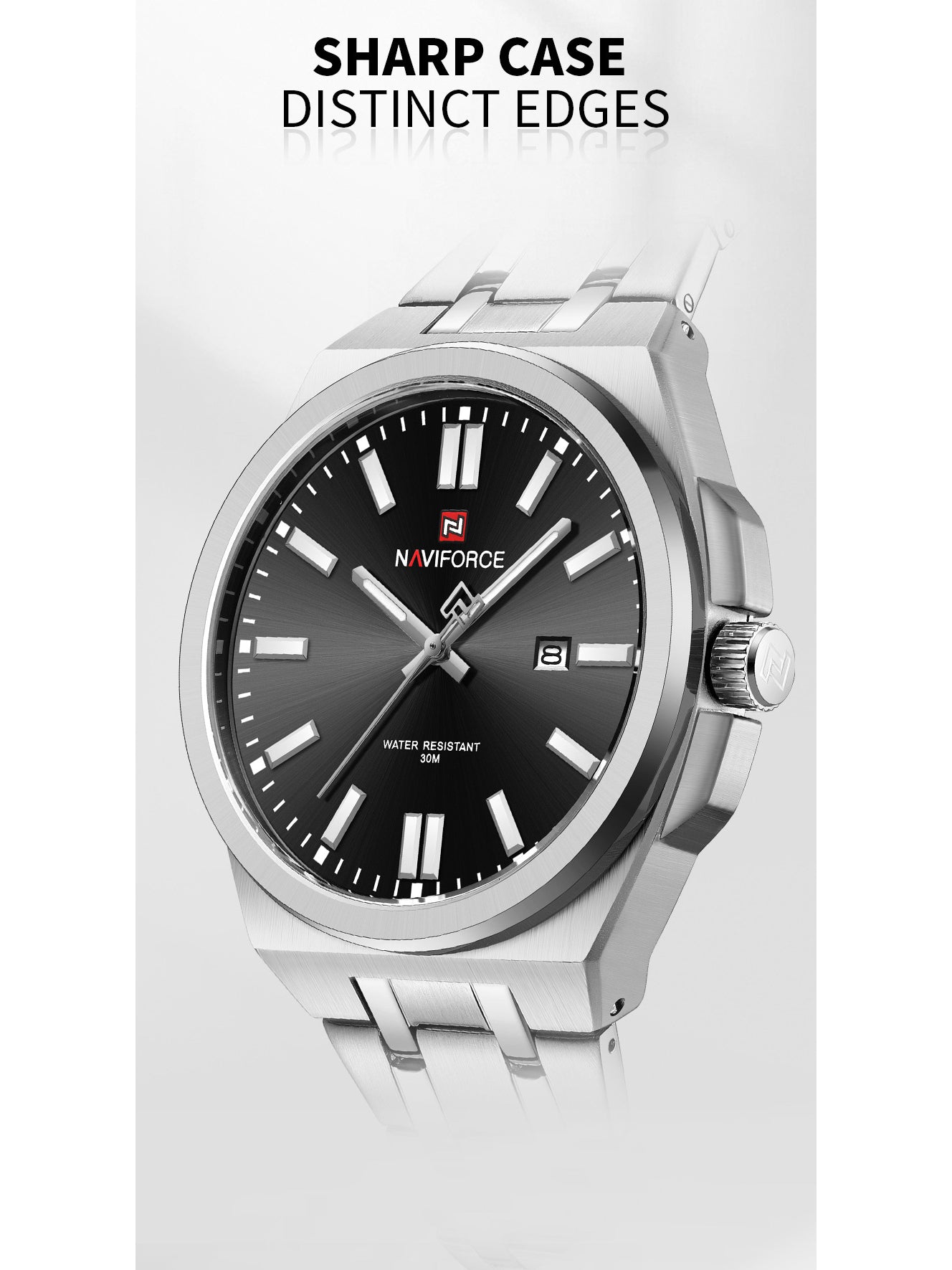 NF9226 Silver-Black Analog time&date watch for men - NAVIFORCE