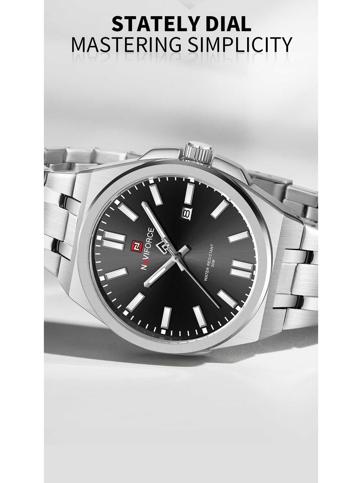 NF9226 Silver-Black Analog time&date watch for men - NAVIFORCE