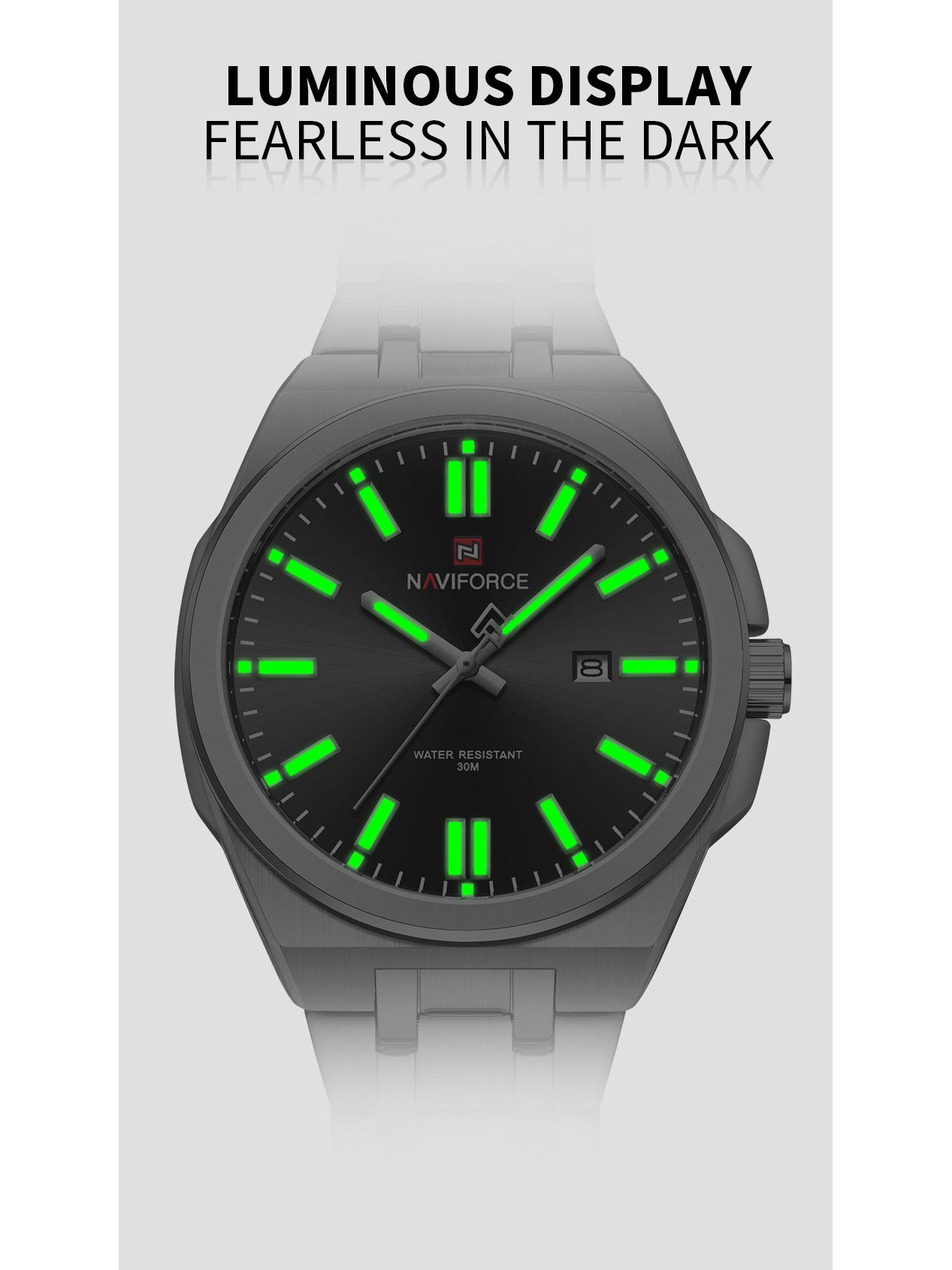 NF9226 Silver-Black Analog time&date watch for men - NAVIFORCE