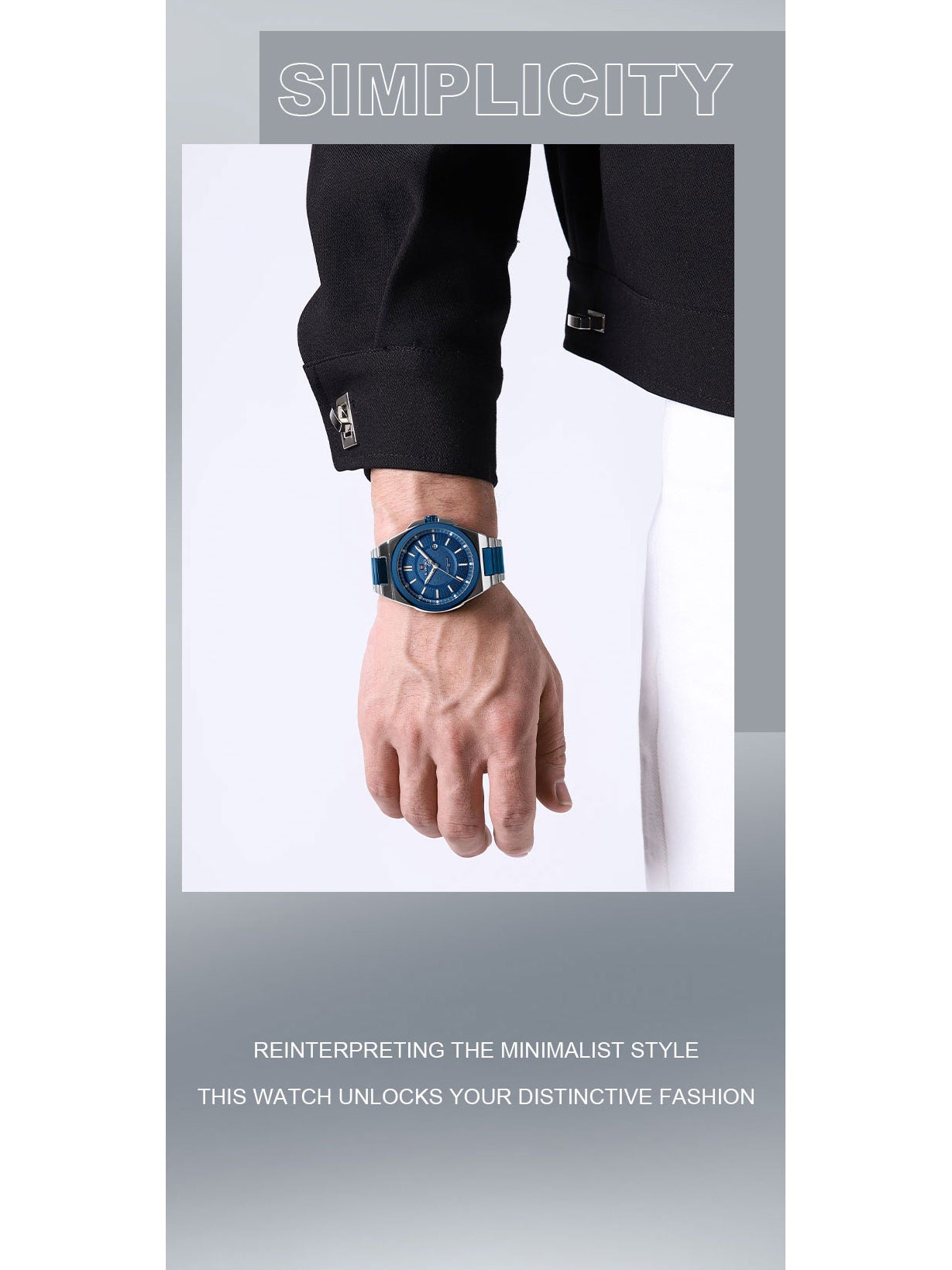 NF9212 Silver Blue Date Display Watch for men - NAVIFORCE