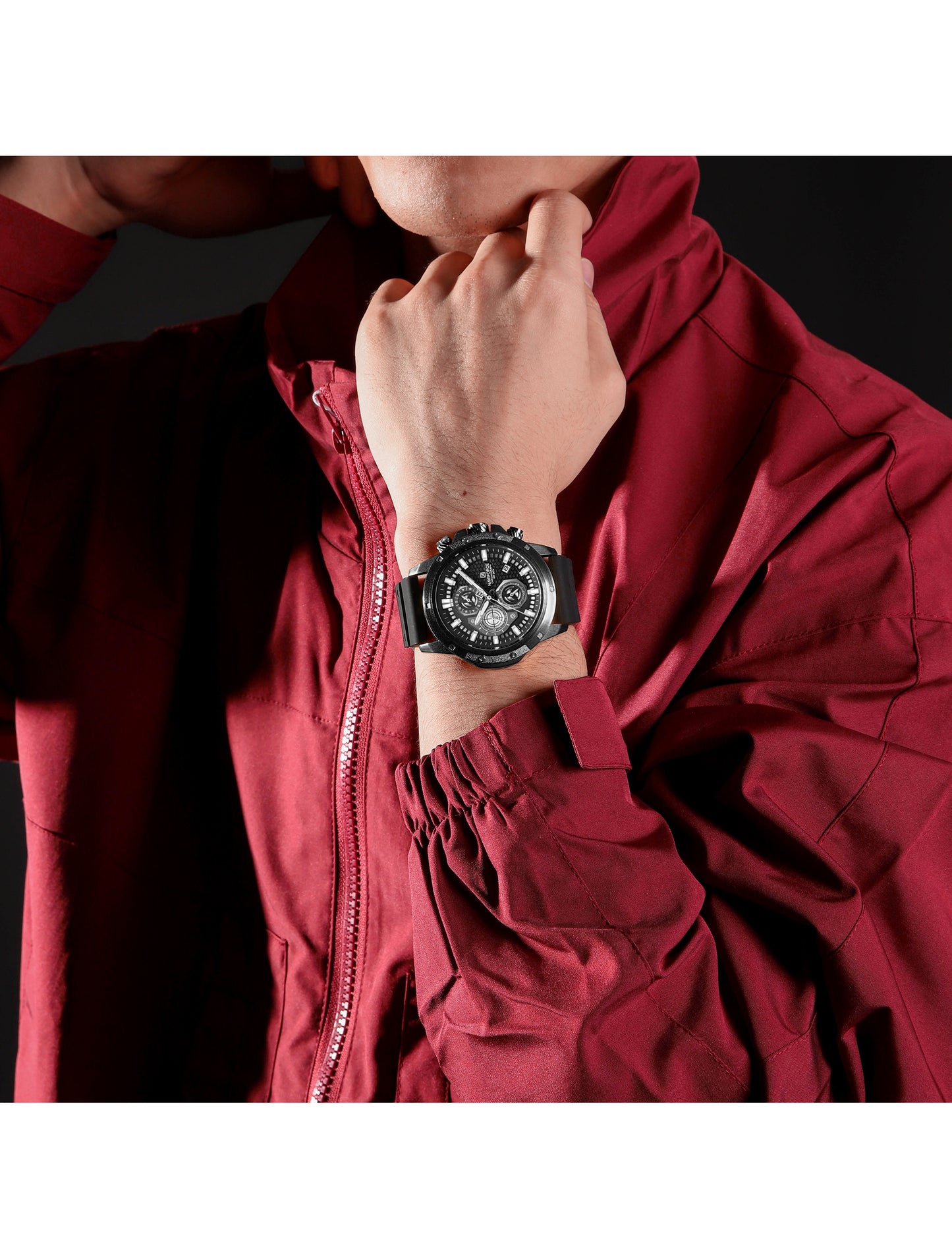 NF8036 Black Chronograph Date Display Analog watch for men - NAVIFORCE