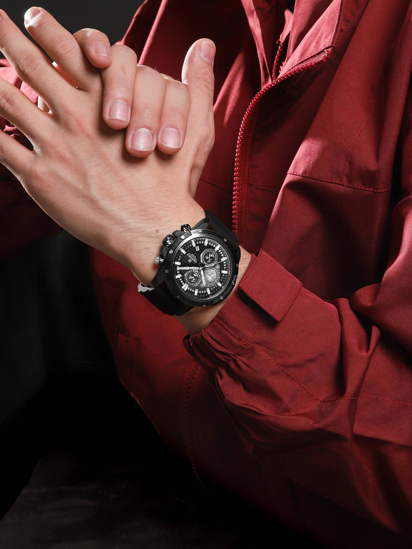 NF8036 Black Chronograph Date Display Analog watch for men - NAVIFORCE