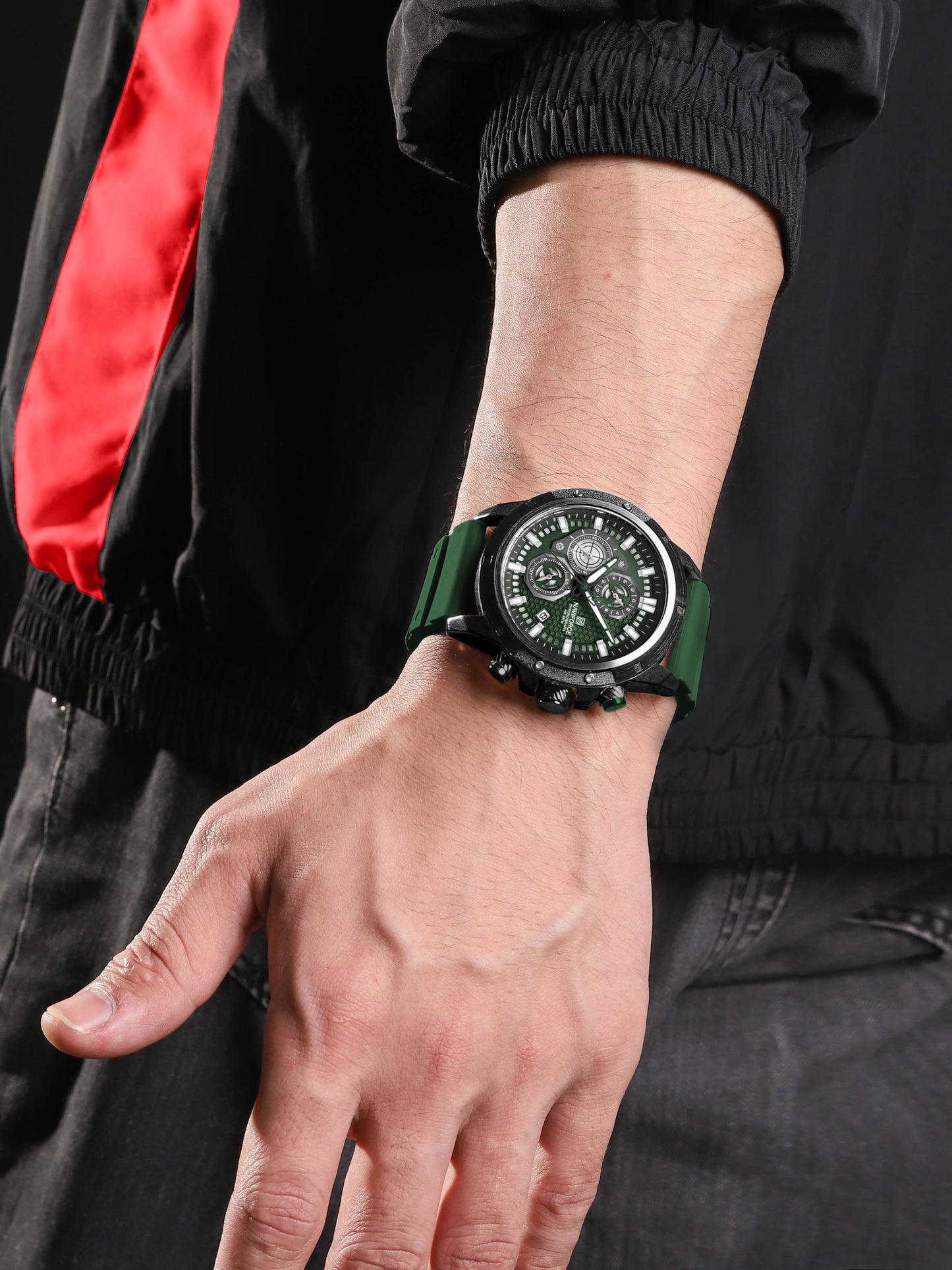 NF8036 Green Chronograph Date Display Analog mens watch - NAVIFORCE