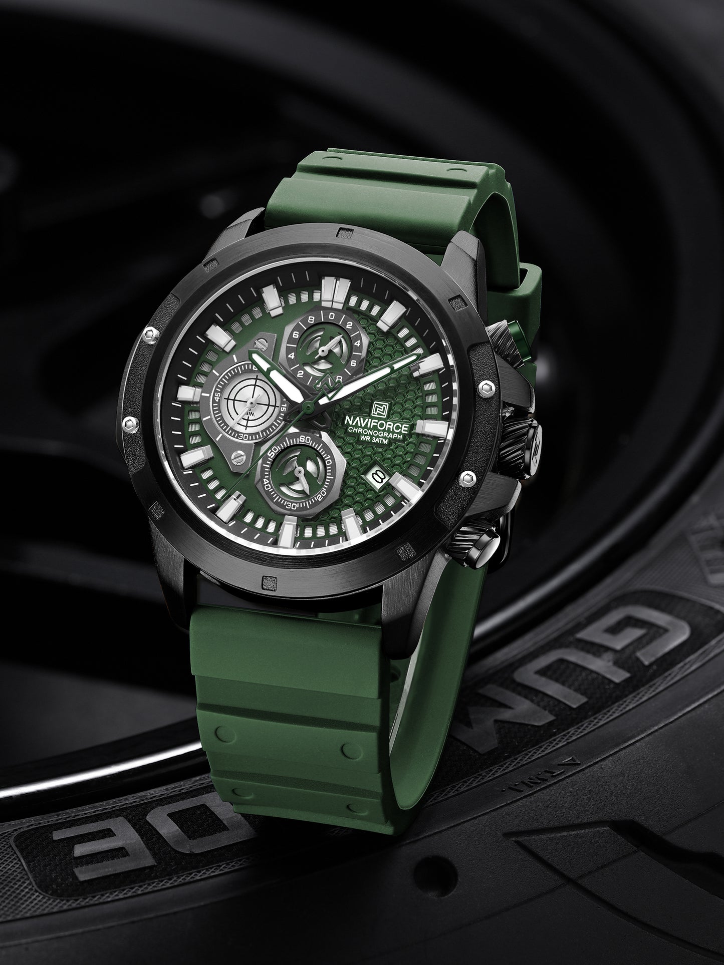 NF8036 Green Chronograph Date Display Analog mens watch - NAVIFORCE