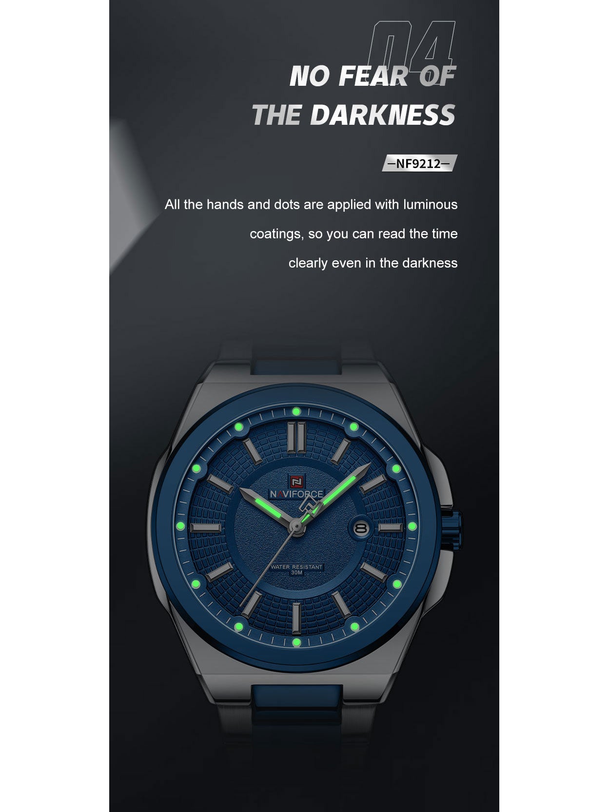 NF9212 Silver Blue Date Display Watch for men - NAVIFORCE