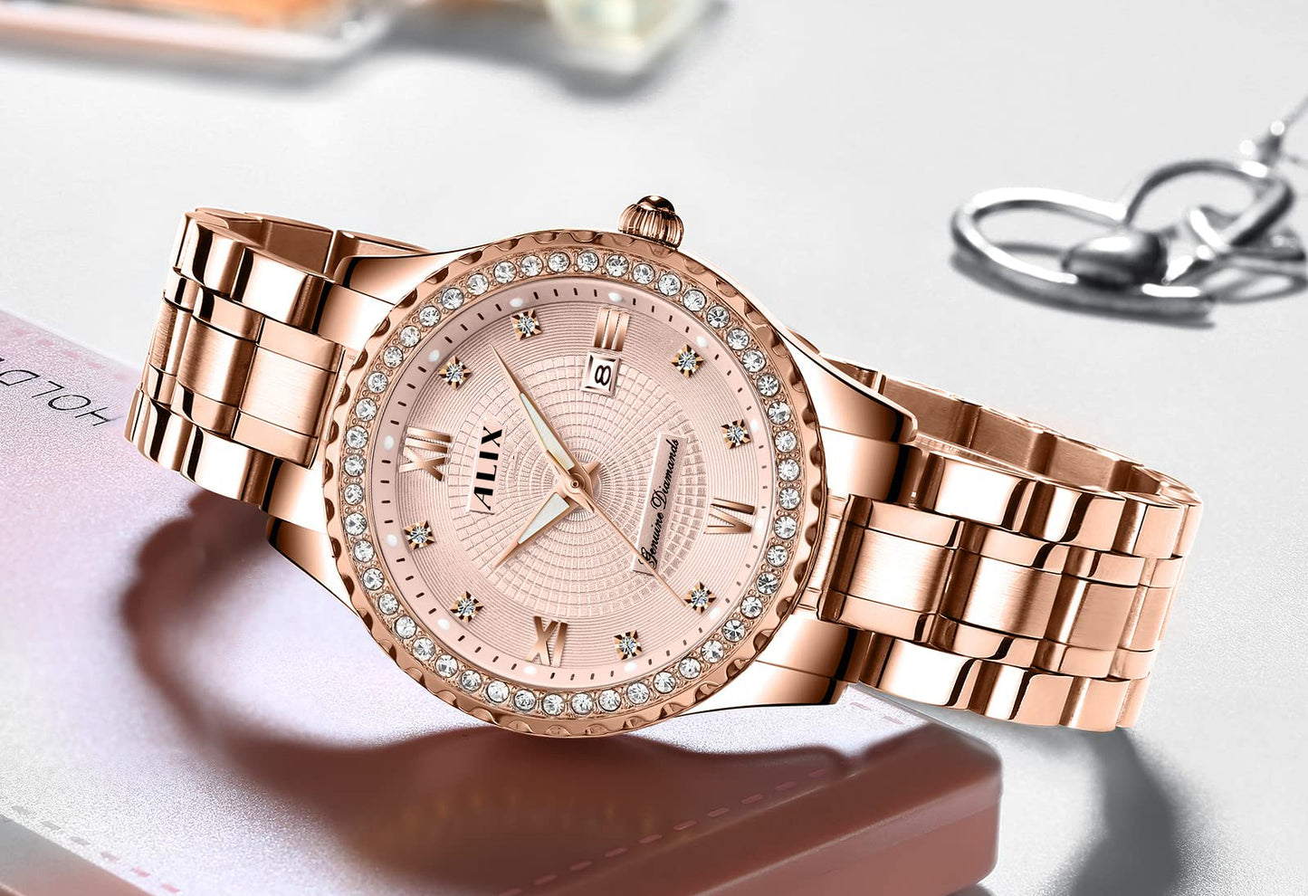 AL2536 Rosegold diamond studded dial Analog Watch