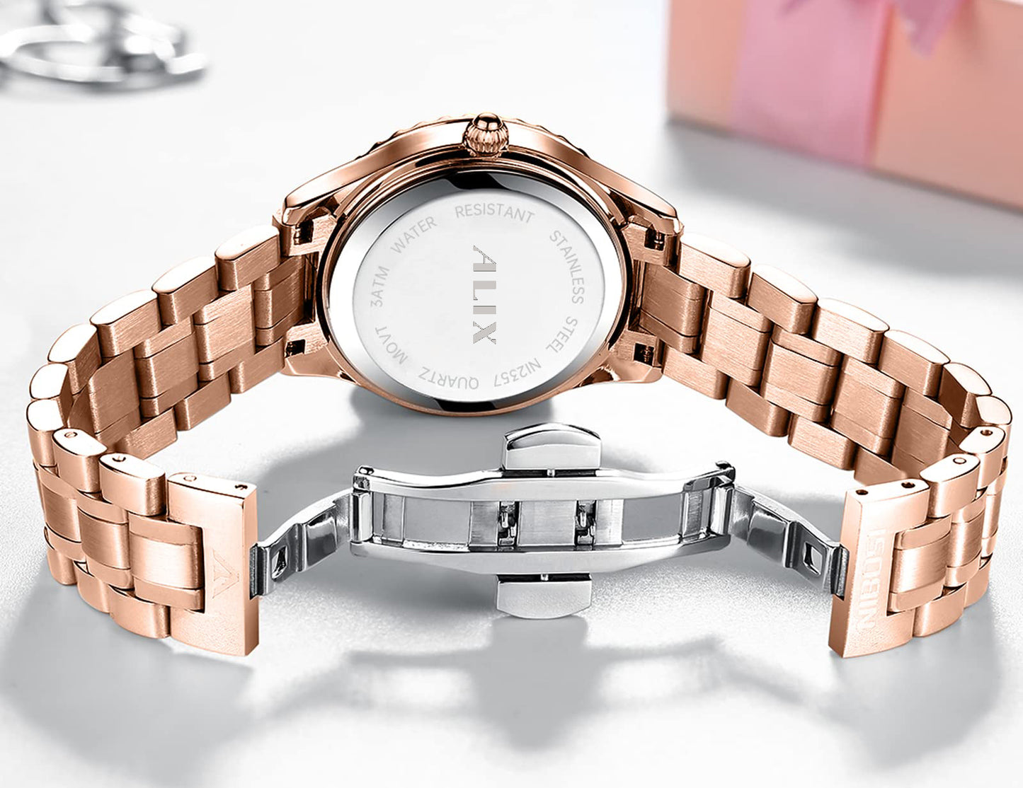 AL2536 Rosegold diamond studded dial Analog Watch