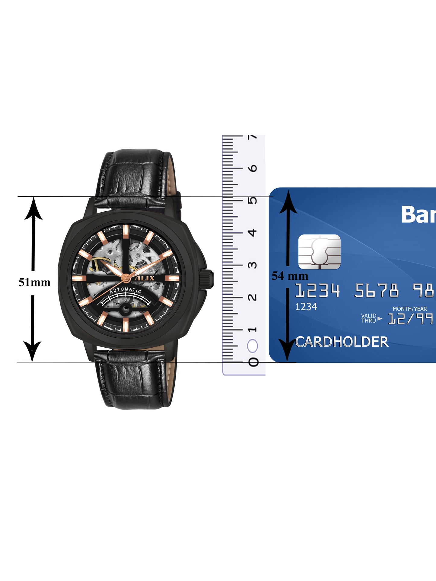 AL2911 Black Leather Strap Automatic Watch